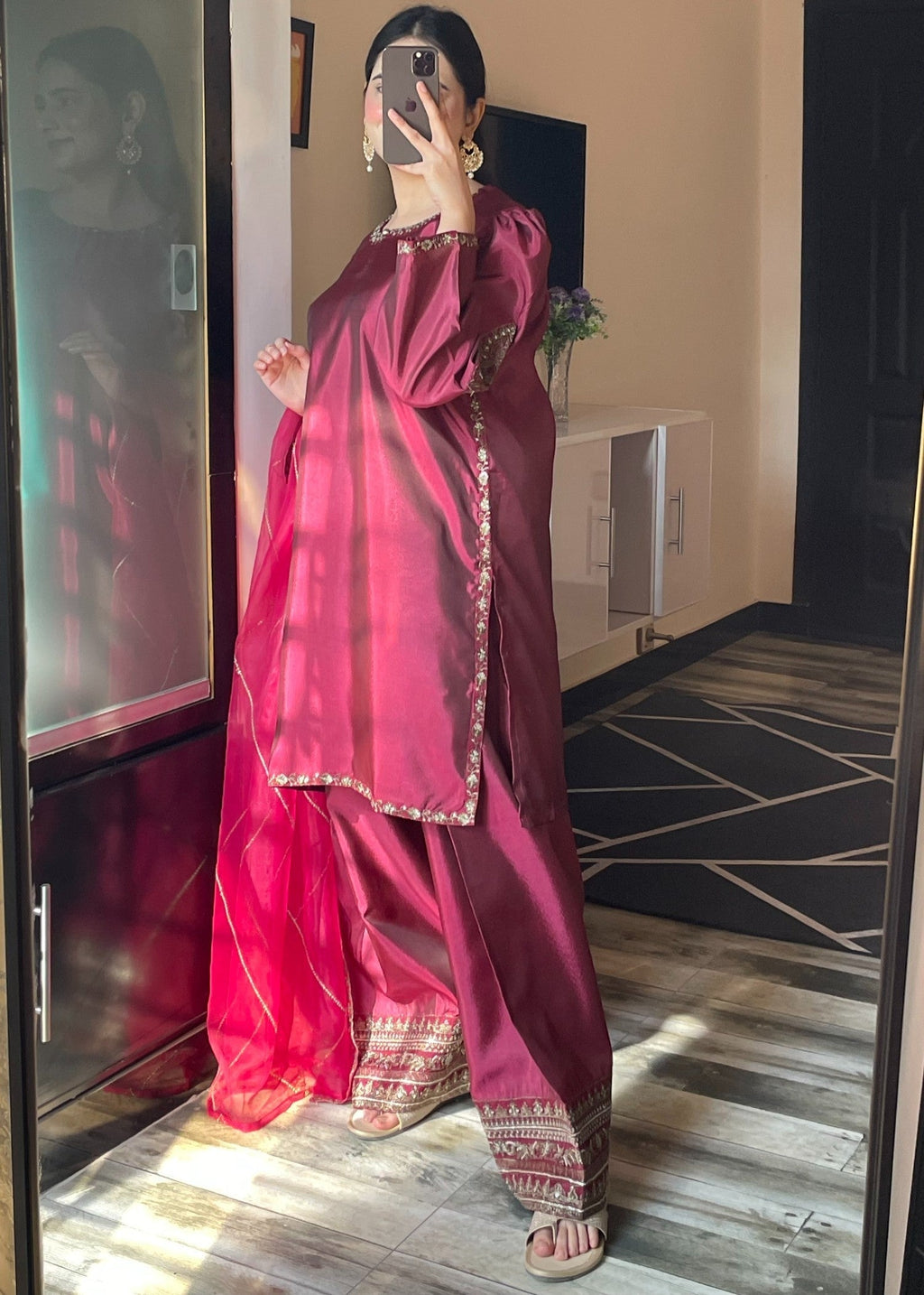 Shehroz Fashion Royal Wine Glow Women 3pcs