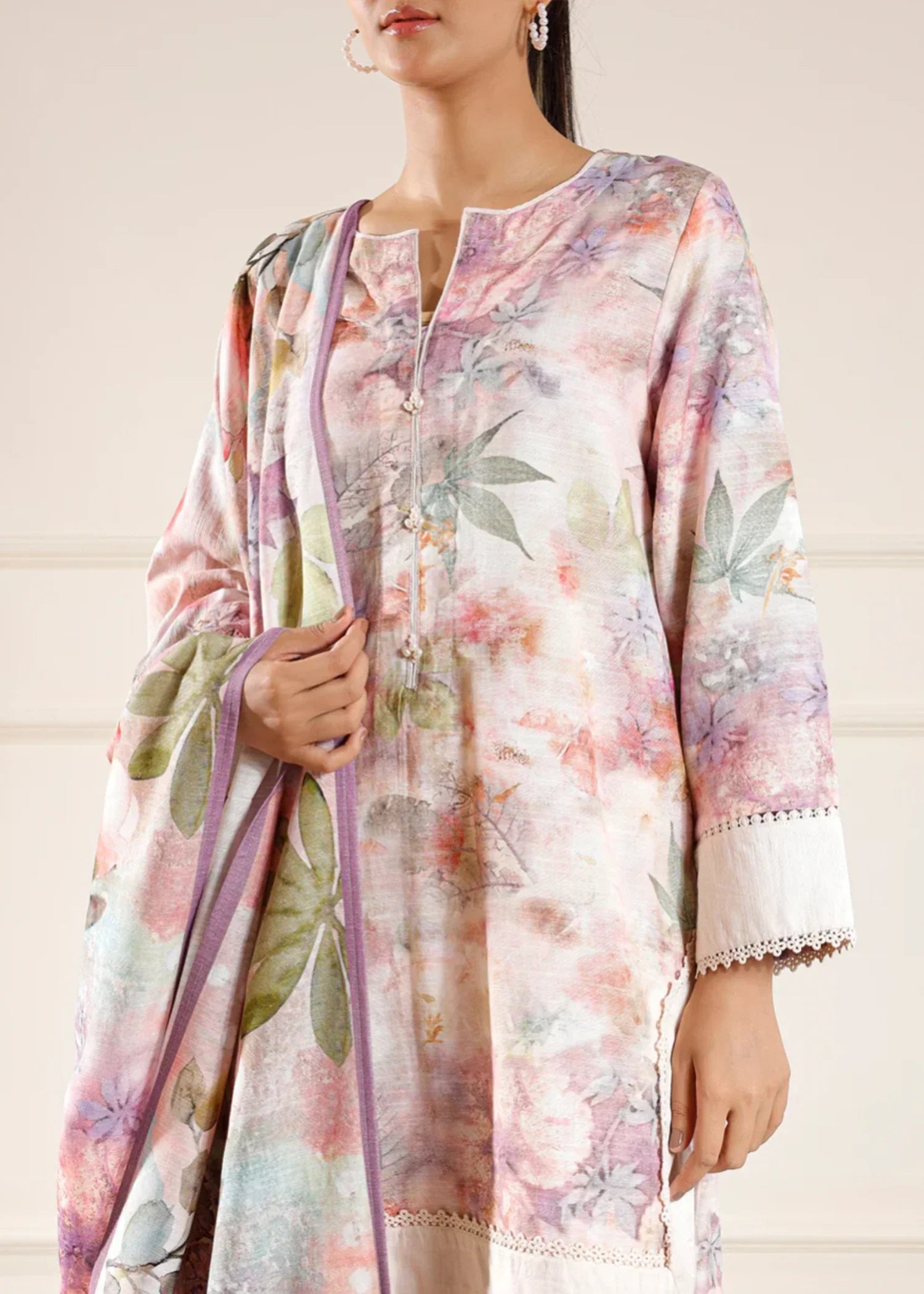 Saya Printed Khaddar Stitched Shirt/Dupatta Women 2pcs