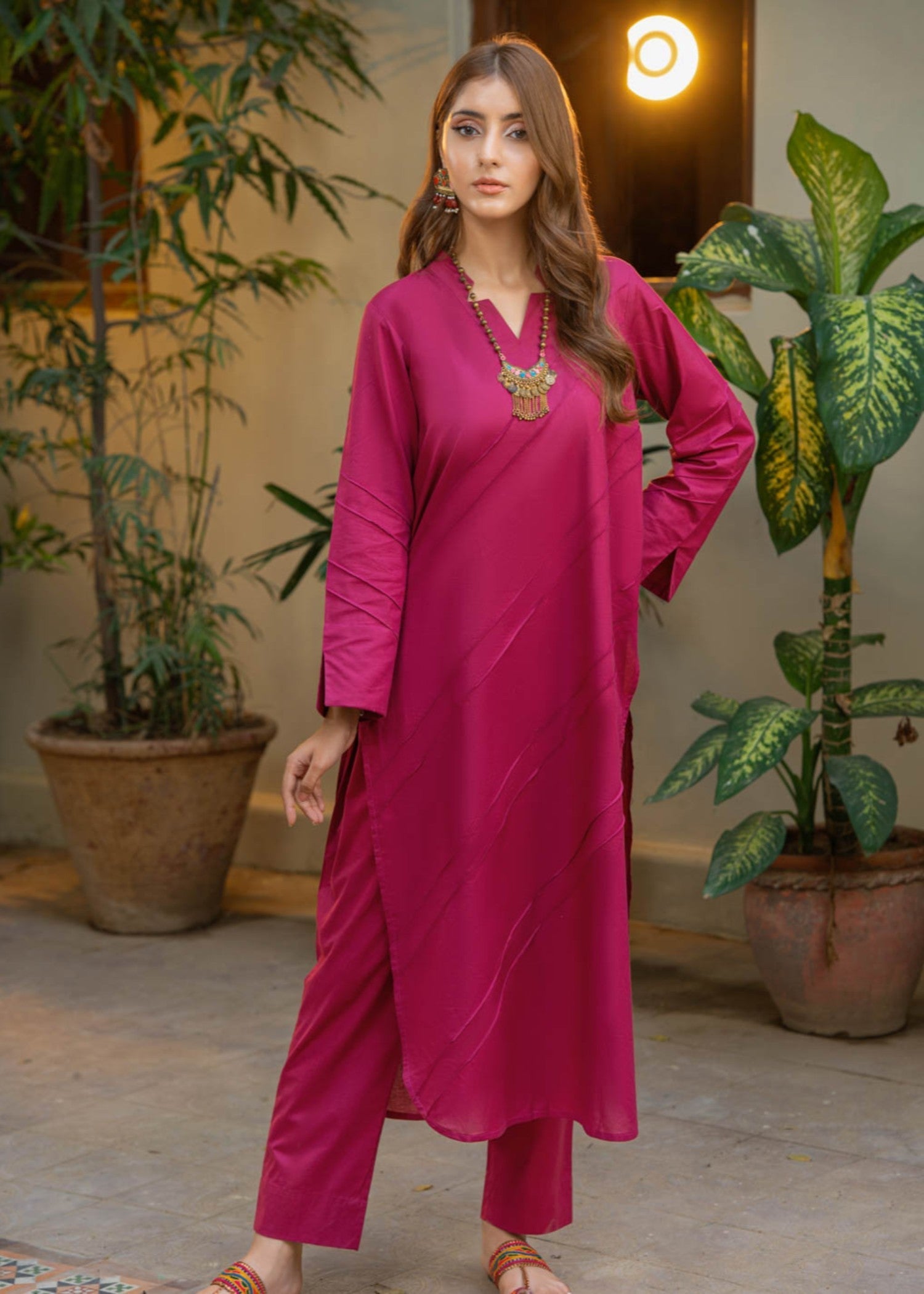 Tng (The Next Generation) Rangat Co Ord Set | Hot pink Women 2pcs