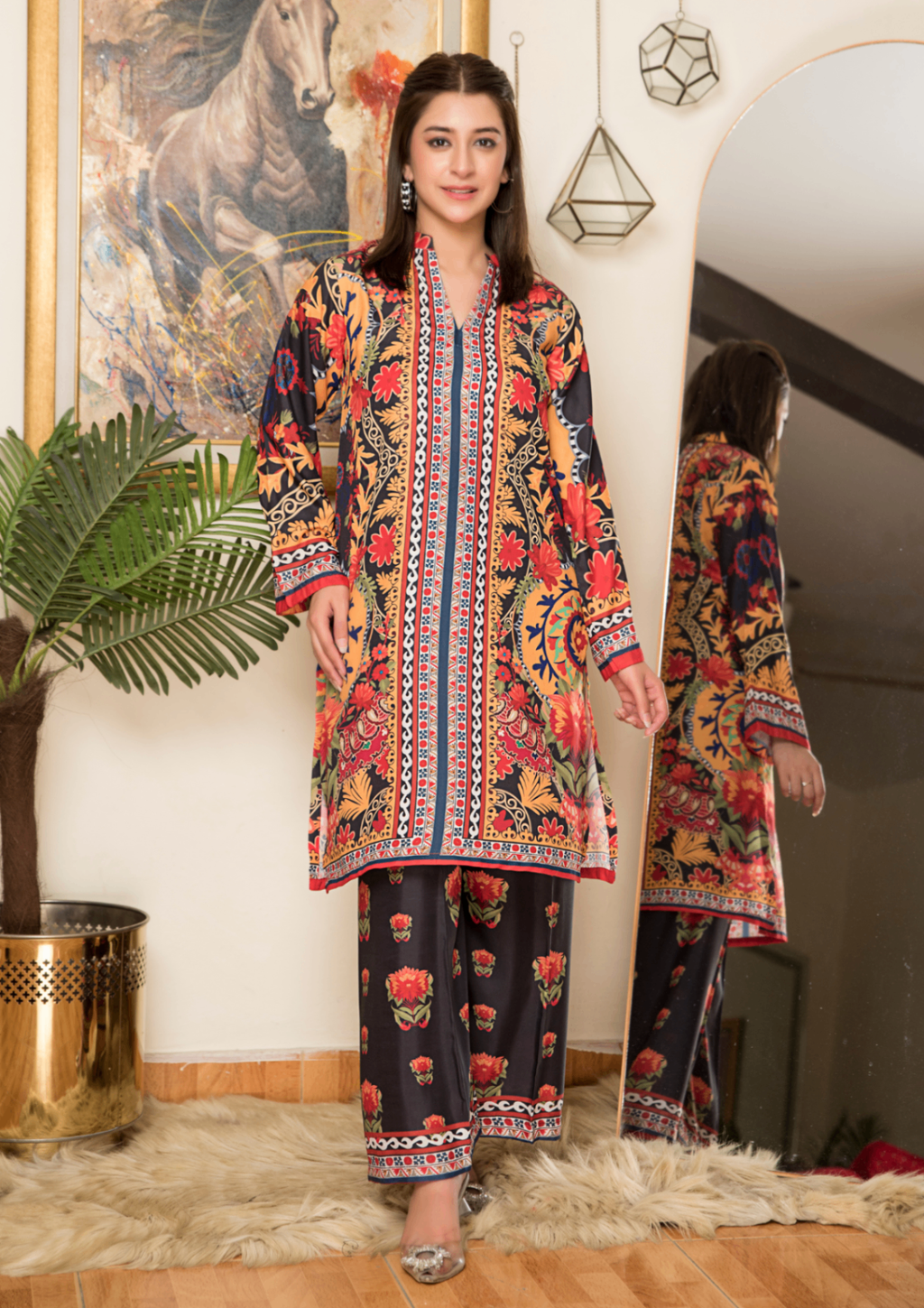 Yolo Pret Printed Arabic Silk Lawn Set ASLS A25 0008 Women 2pcs