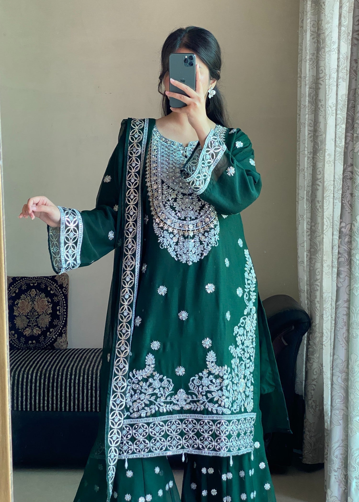 Four Season Boutique FARSHI GHARRARA BOTTLE GREEN Women 3pcs