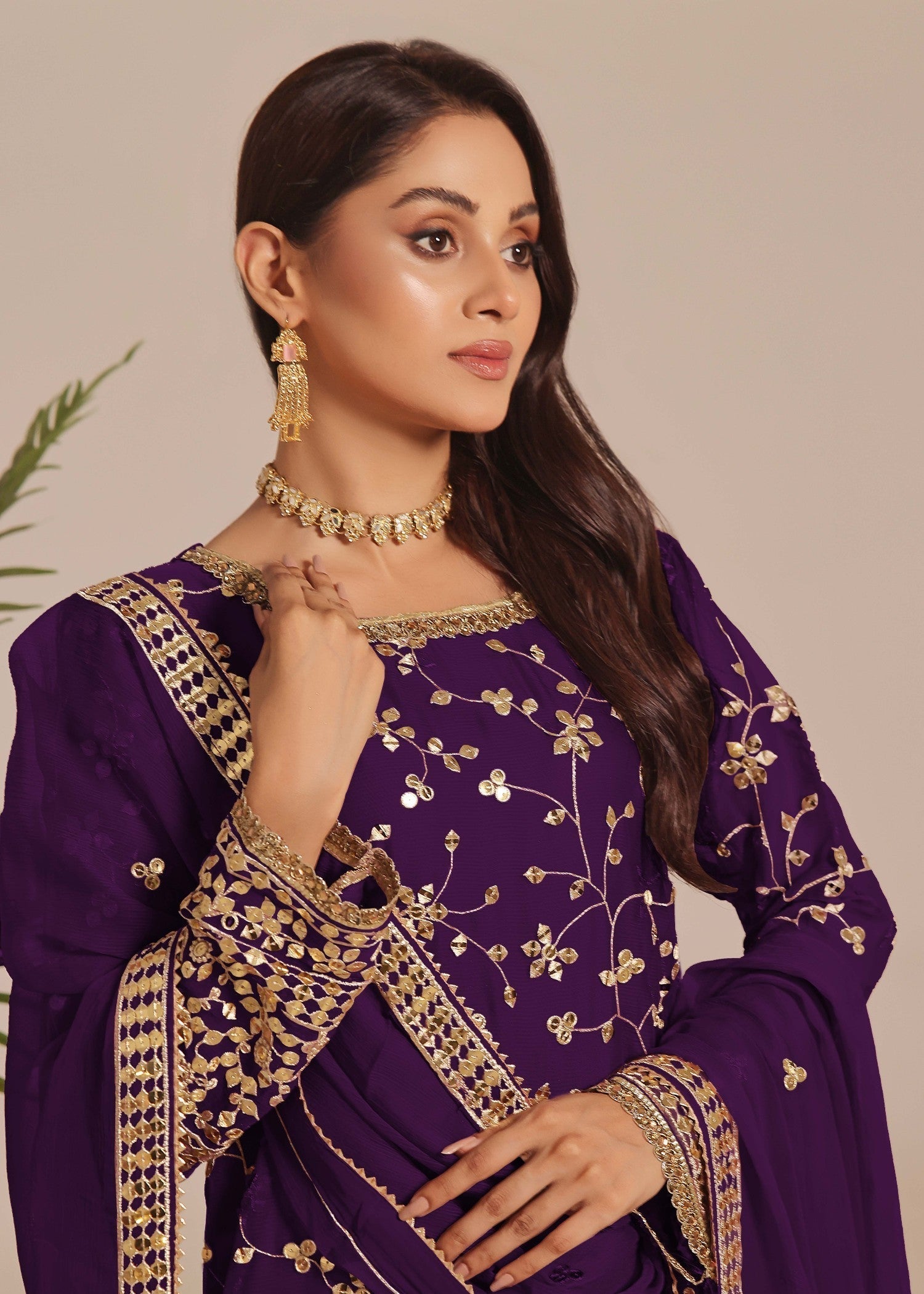 Ayesha Closet Mehndi Purple Women 3pcs