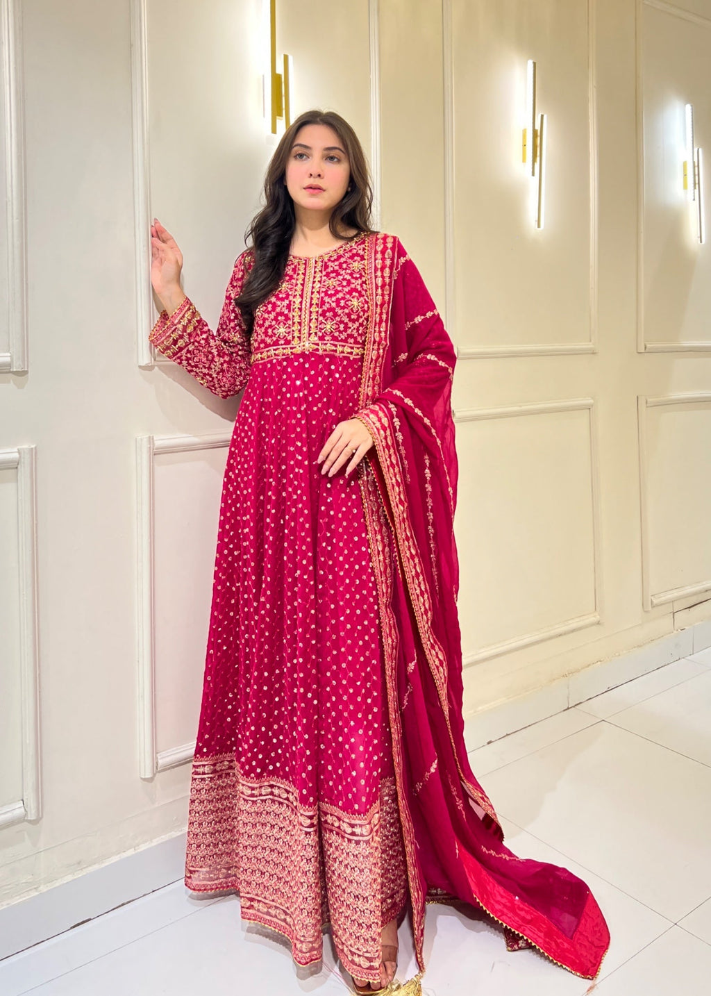 Suits By Sadia Hotpink chiffon Women 3pcs