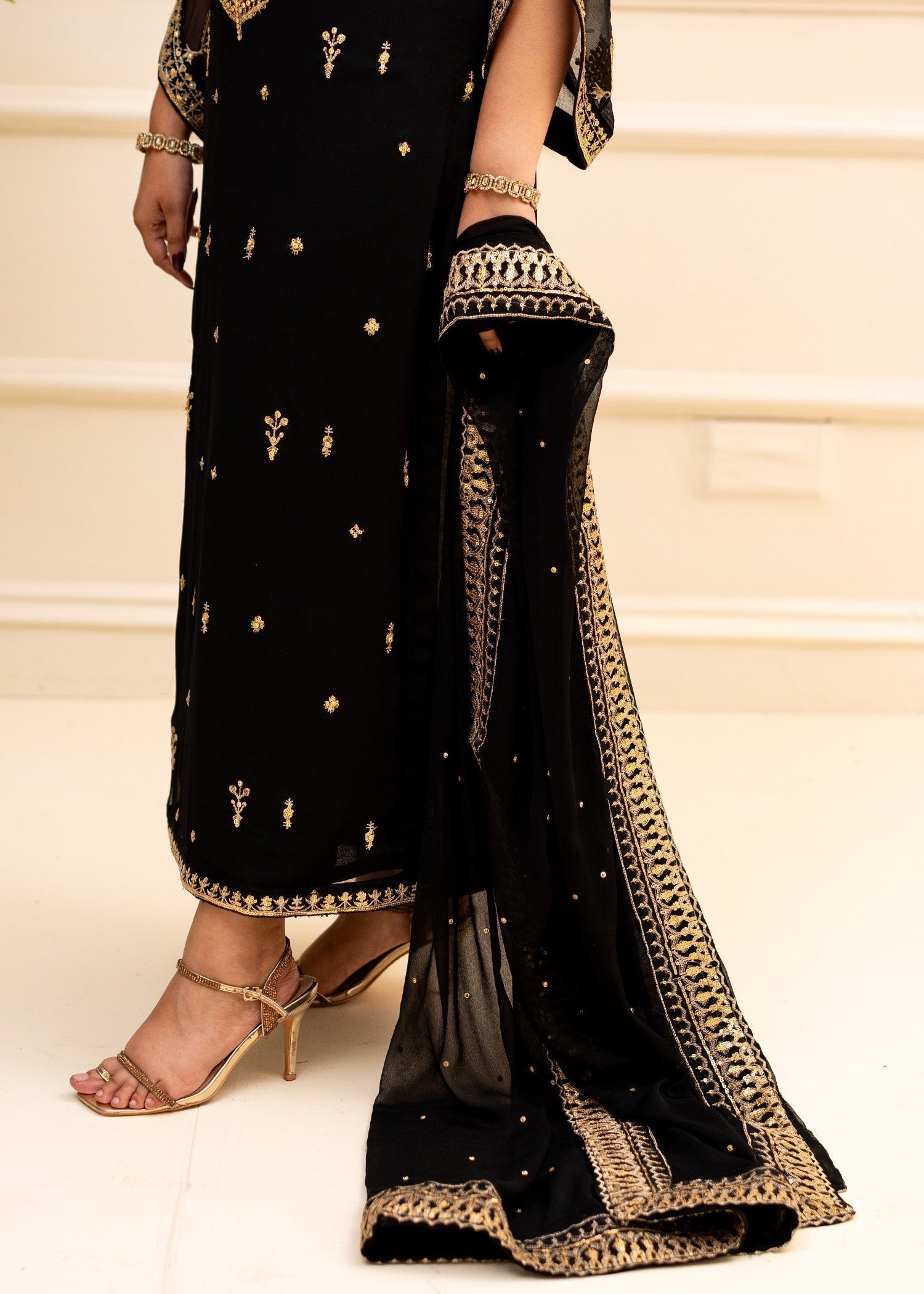 Alyssa Black Chiffon Suit ALL405 Women 3pcs