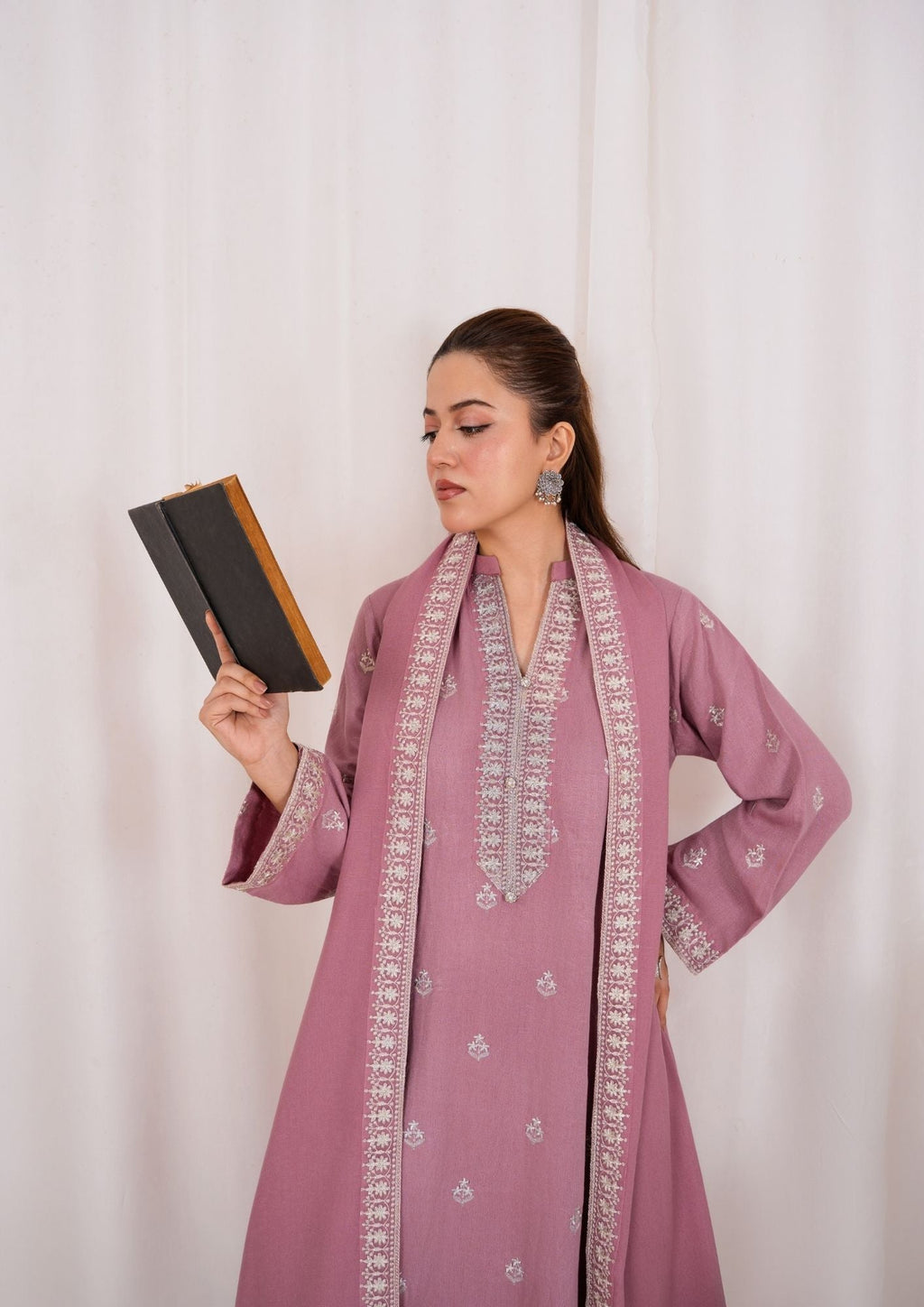 Yolo Pret Embroidered Silk Karandi with Embroidered Border Shawl AML W25 0032 Women 3pcs