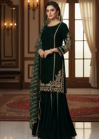 Pehnawa By Bin Akram’s Green Regalia | Velvet Women 3pcs