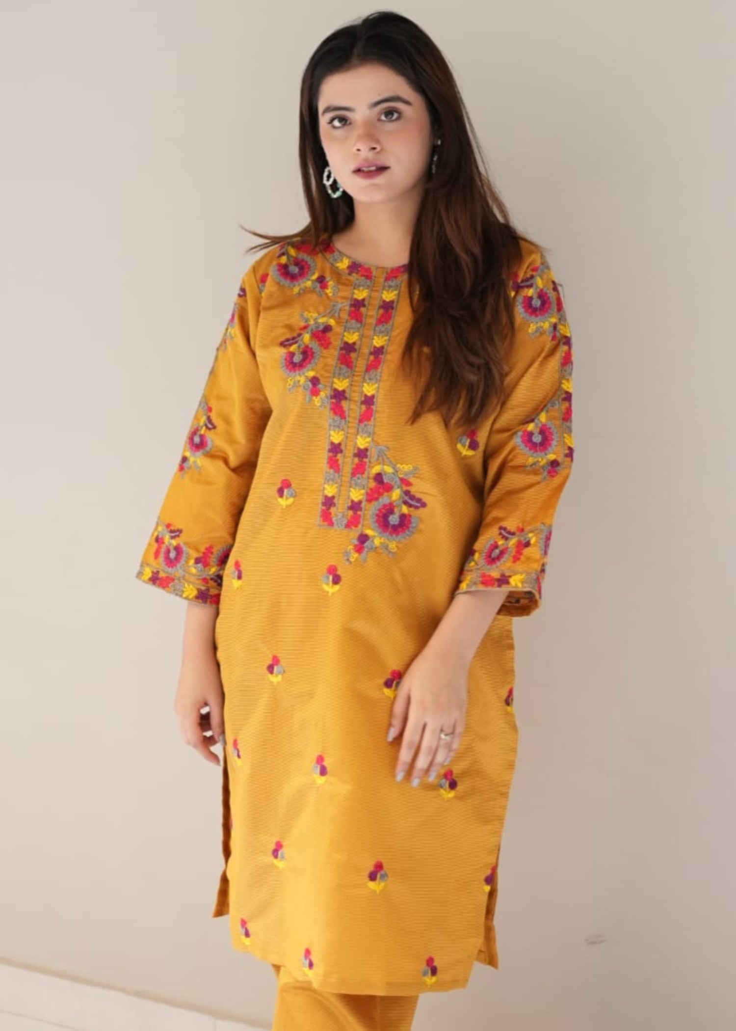 Tehzeeb Libas SOHNI MUSTARD EMBROIDERED Women 2pcs