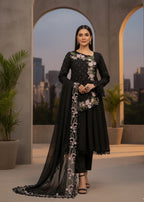 MMG Garments ROYAL WHISPER|LONG LENGTH FROCK BLACK MMG 1002 Women 3pcs