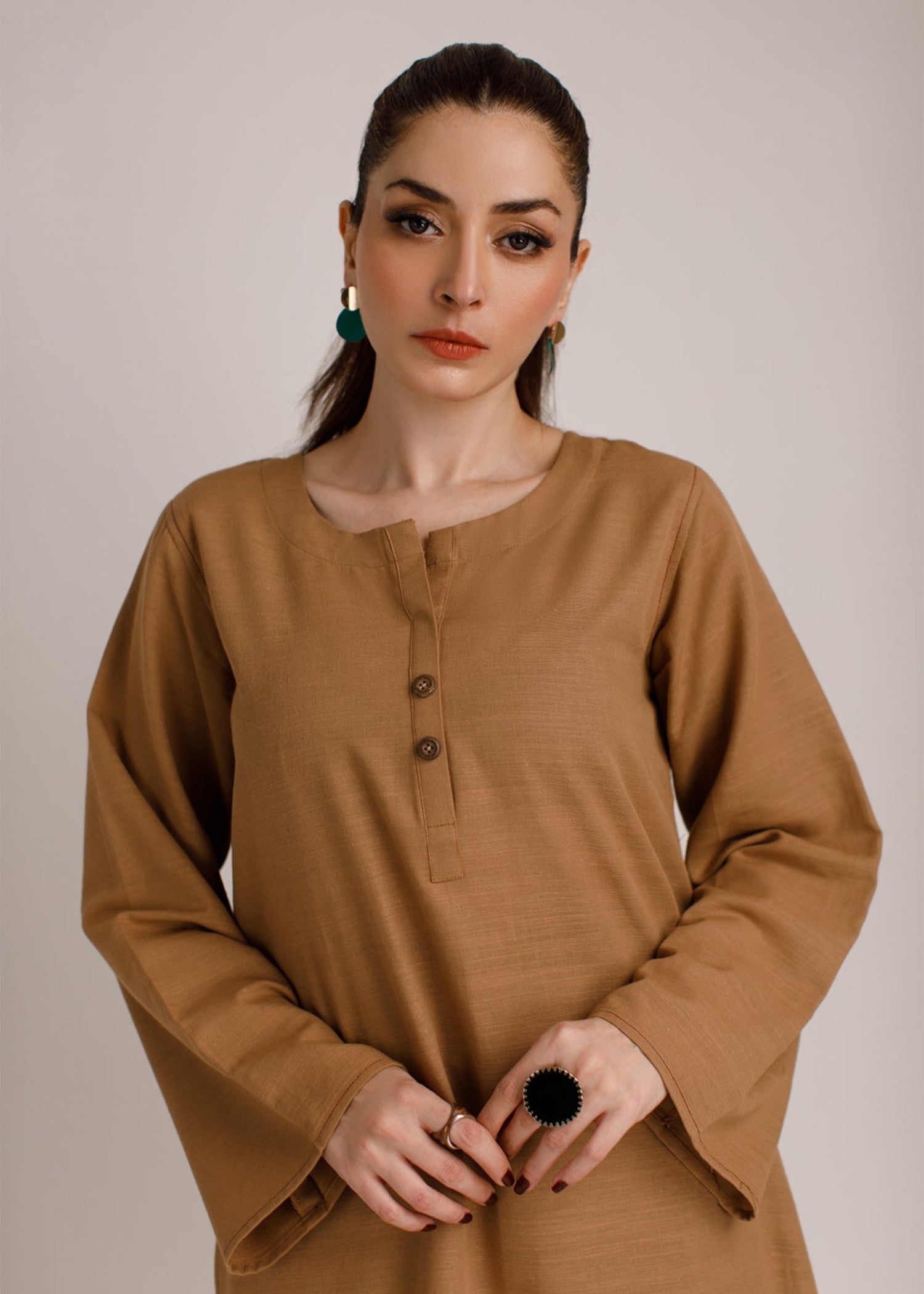 Peach Republic Pastel Brown Khaddar Suit Women 2pcs