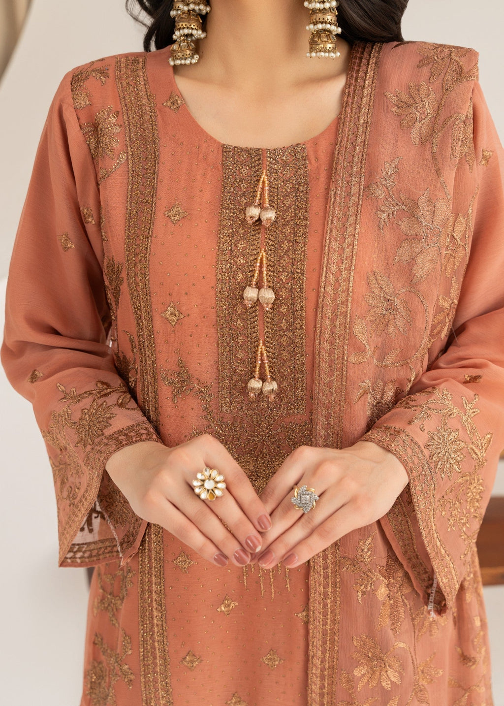 Four Season Boutique ARZOO CHIFFON PEACH PINK Women 3pcs