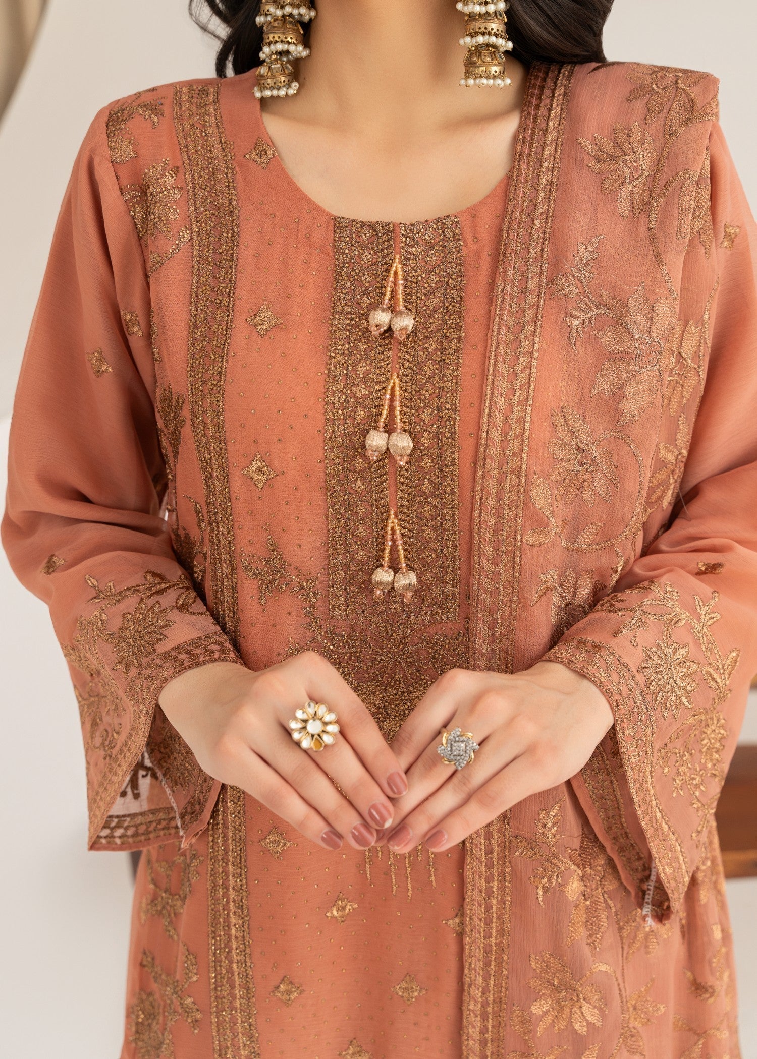 Four Season Boutique ARZOO CHIFFON PEACH PINK Women 3pcs