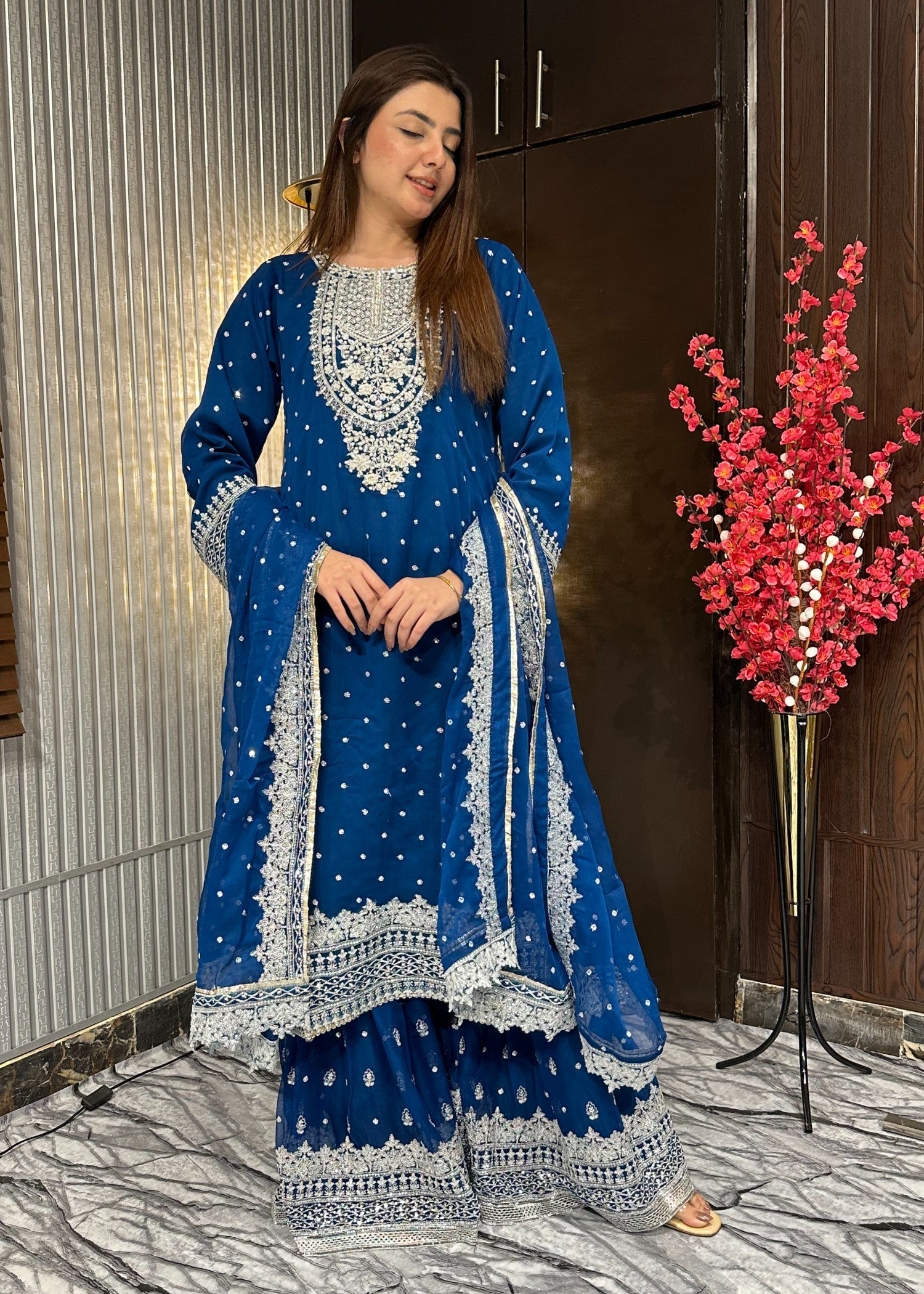 Four Season Boutique HASEENS FARSHY TEAL BLUE Women 3pcs