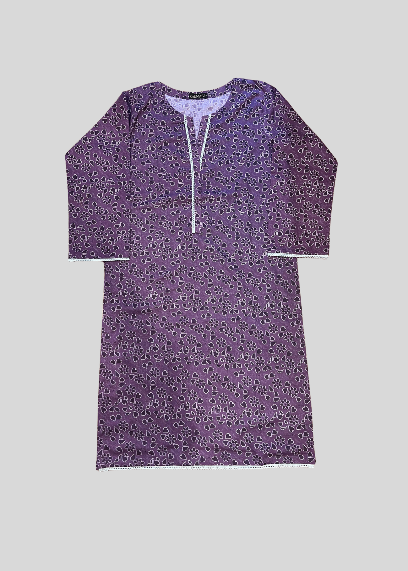 Salimas Purple Floral Lawn Cotton Suit for Ladies Women 2pcs