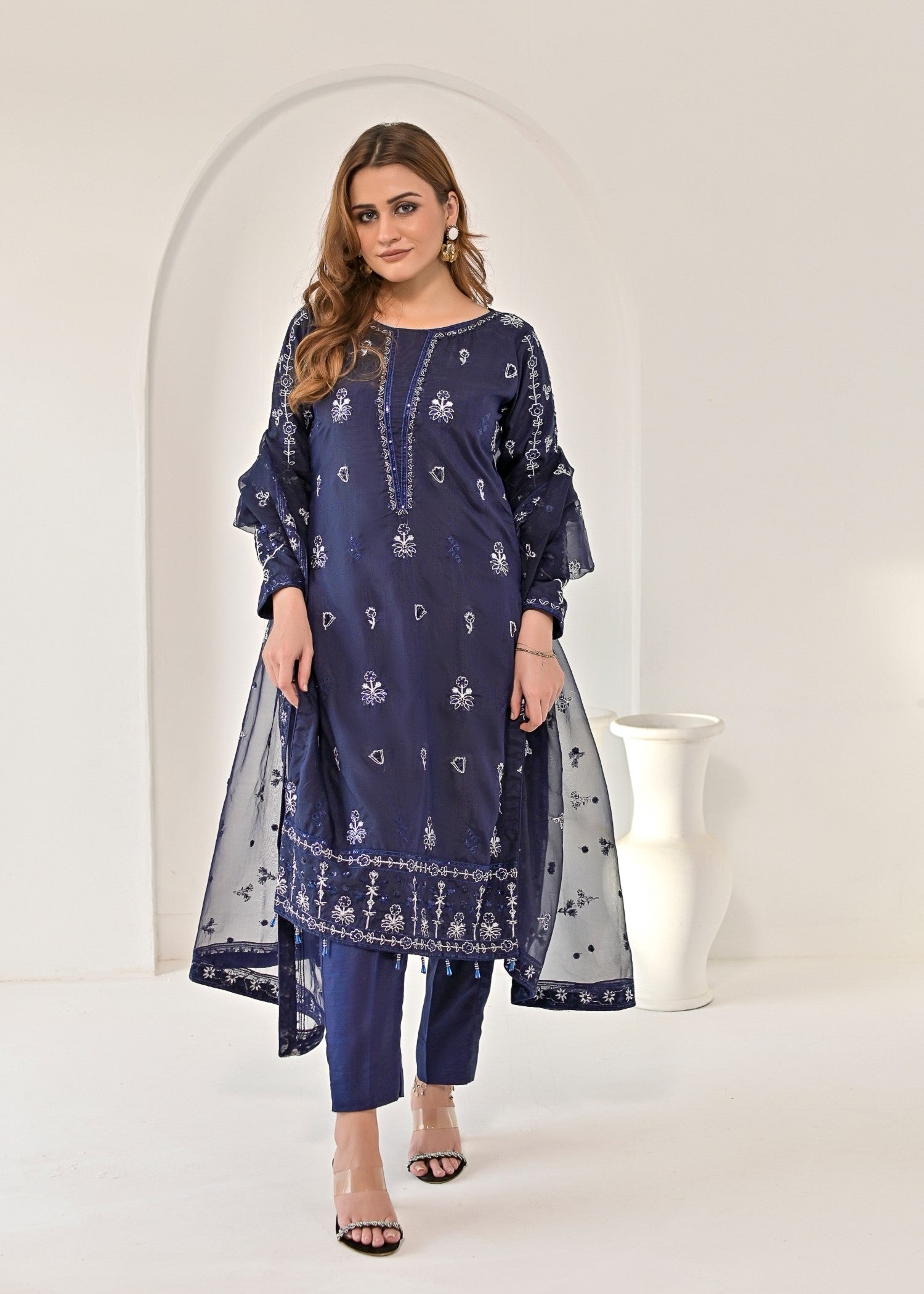 Qasim Anwer By Chandni Bridals LEILA (NAVY BLUE) Women 3pcs