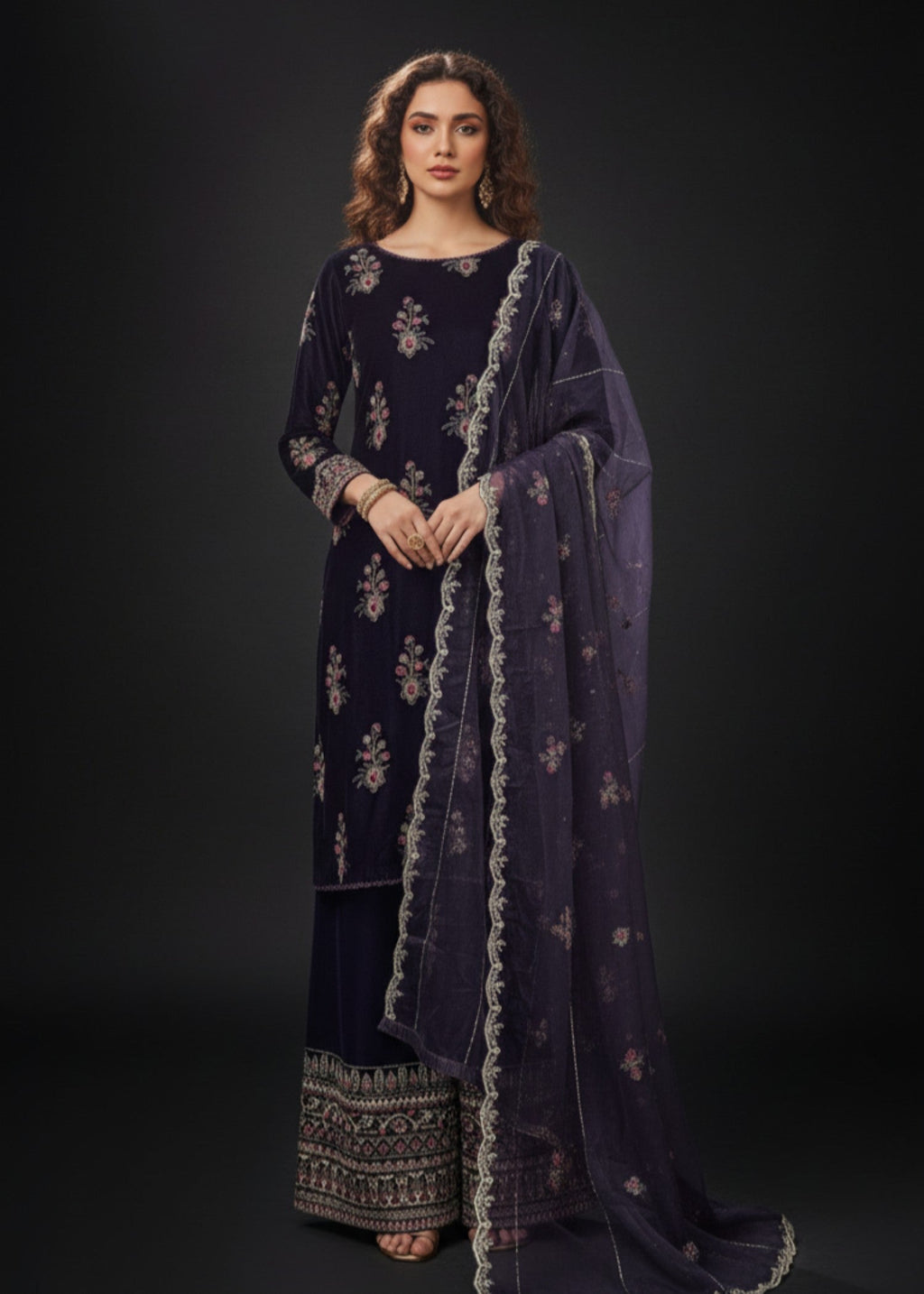 Pehnawa By Bin Akram’s Purple Regalia | Velvet Women 3pcs