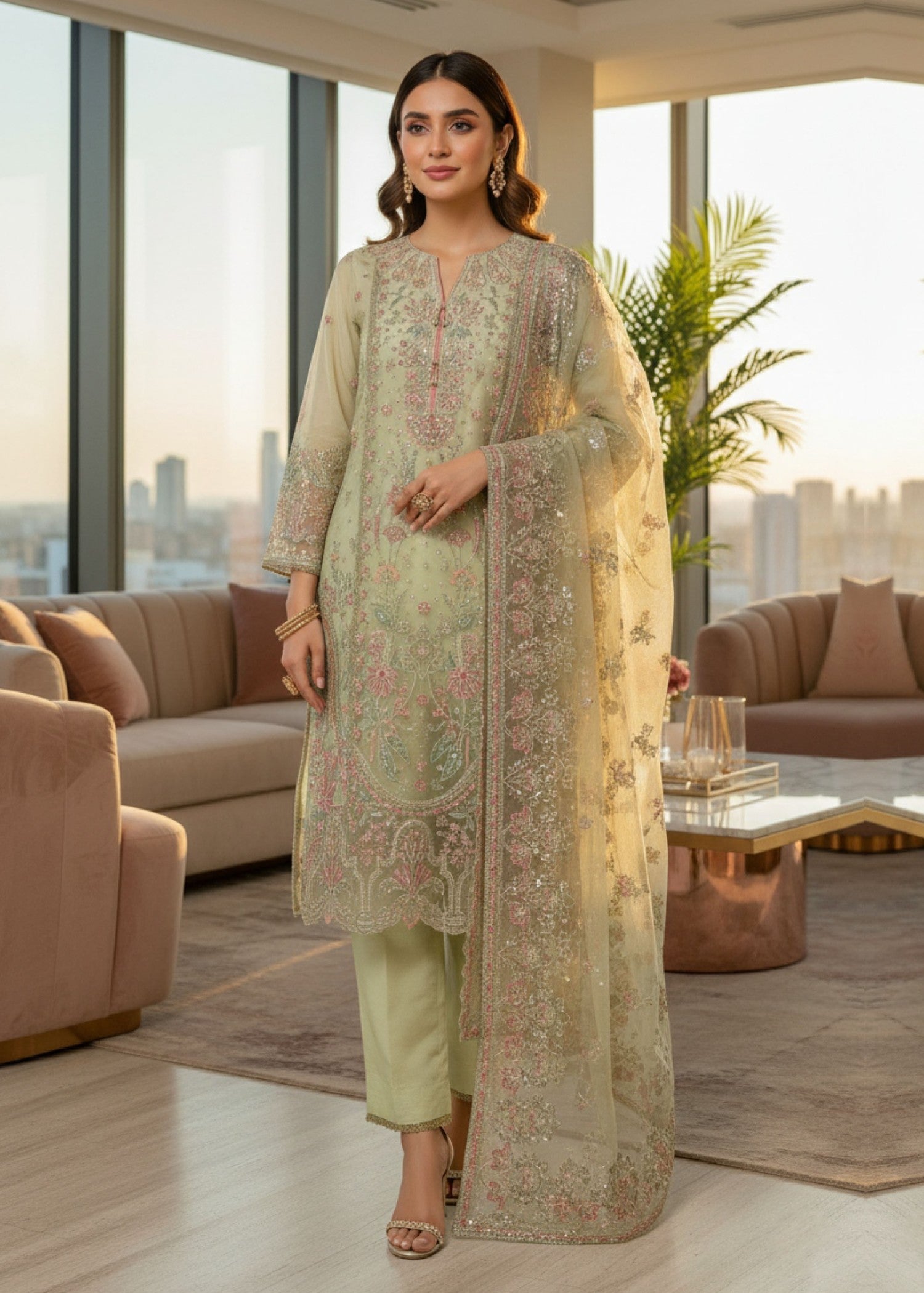 Diara Couture NOURAH DF 68 PISTACHIO Women 3pcs