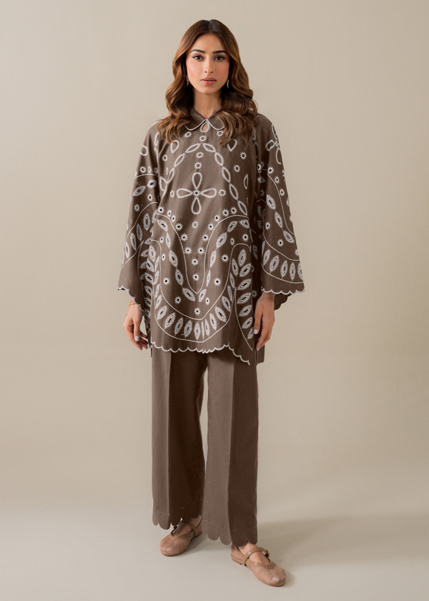 Kiara INDIGO Embroidered Set Gray Stone Women 2pcs