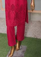 Suntex Fabrics CO ORDS Shocking Pink Chikan Kari Women 2pcs