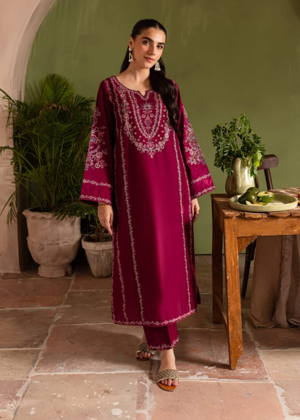 Tehzeeb Libas ZEENAT WINE EMBROIDERED Women 2pcs