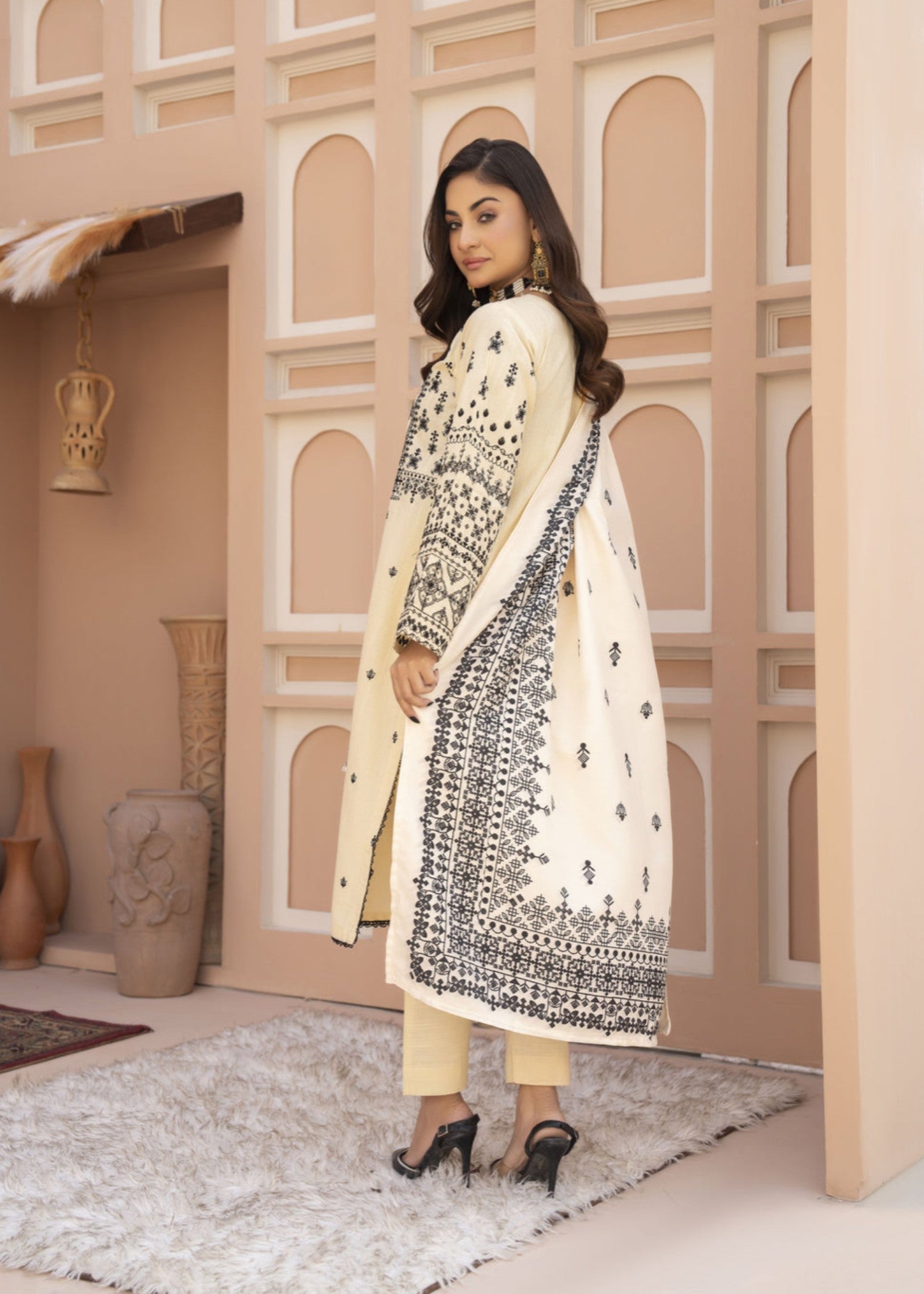 Midway Arts Molace Embroidered Linen Dress Women 2pcs