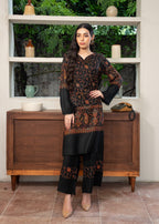 Naaz Couture Pashmina Wool Embroidered Coord Set Black Women 2pcs
