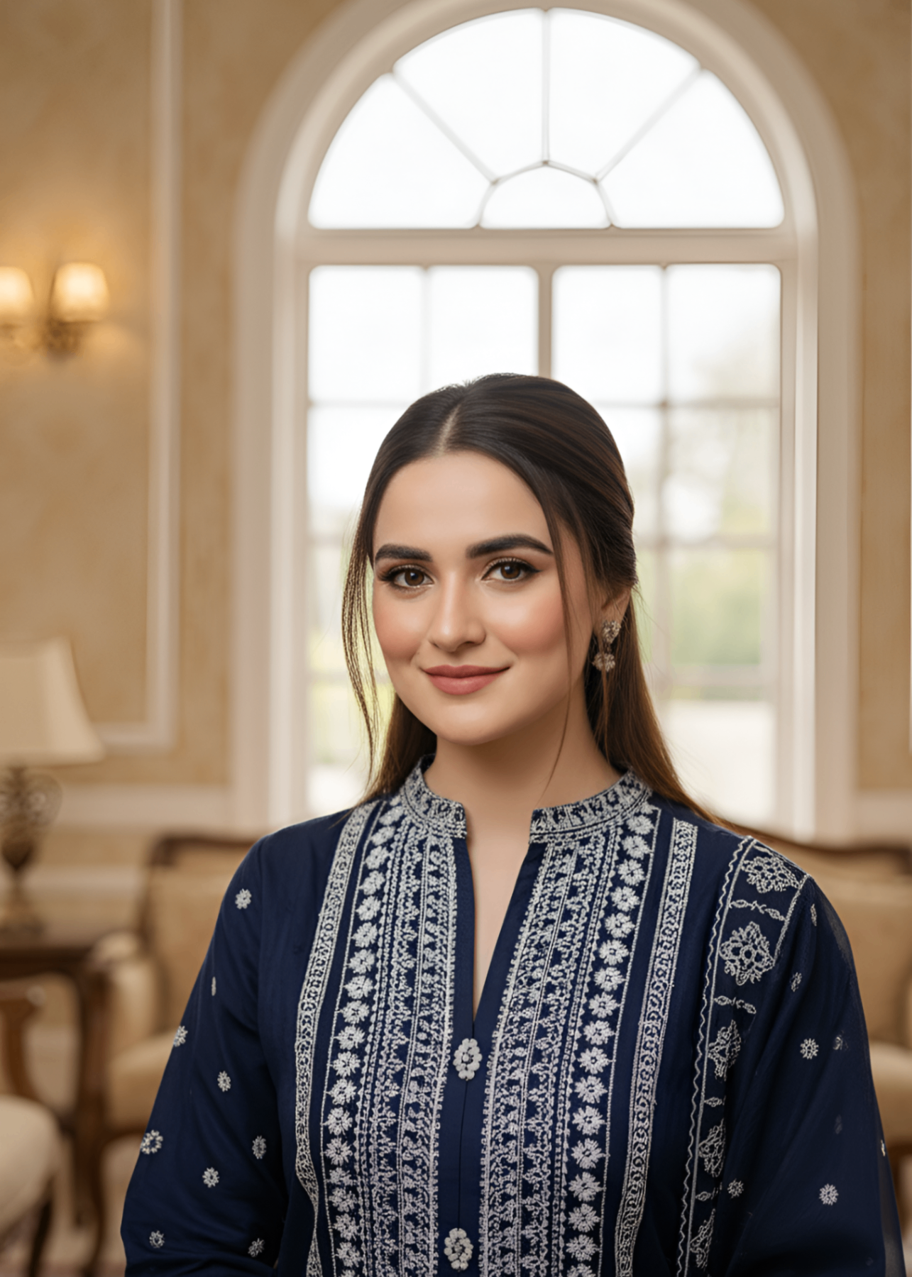 MMG Garments GUL E KHADDAR| EMBROIDERED KURTA SET DARK BLUE MMG 787 Women 3pcs