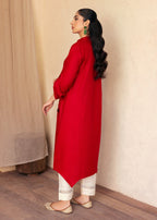 Ghonche Hot Red Long Shirt Women 1pcs