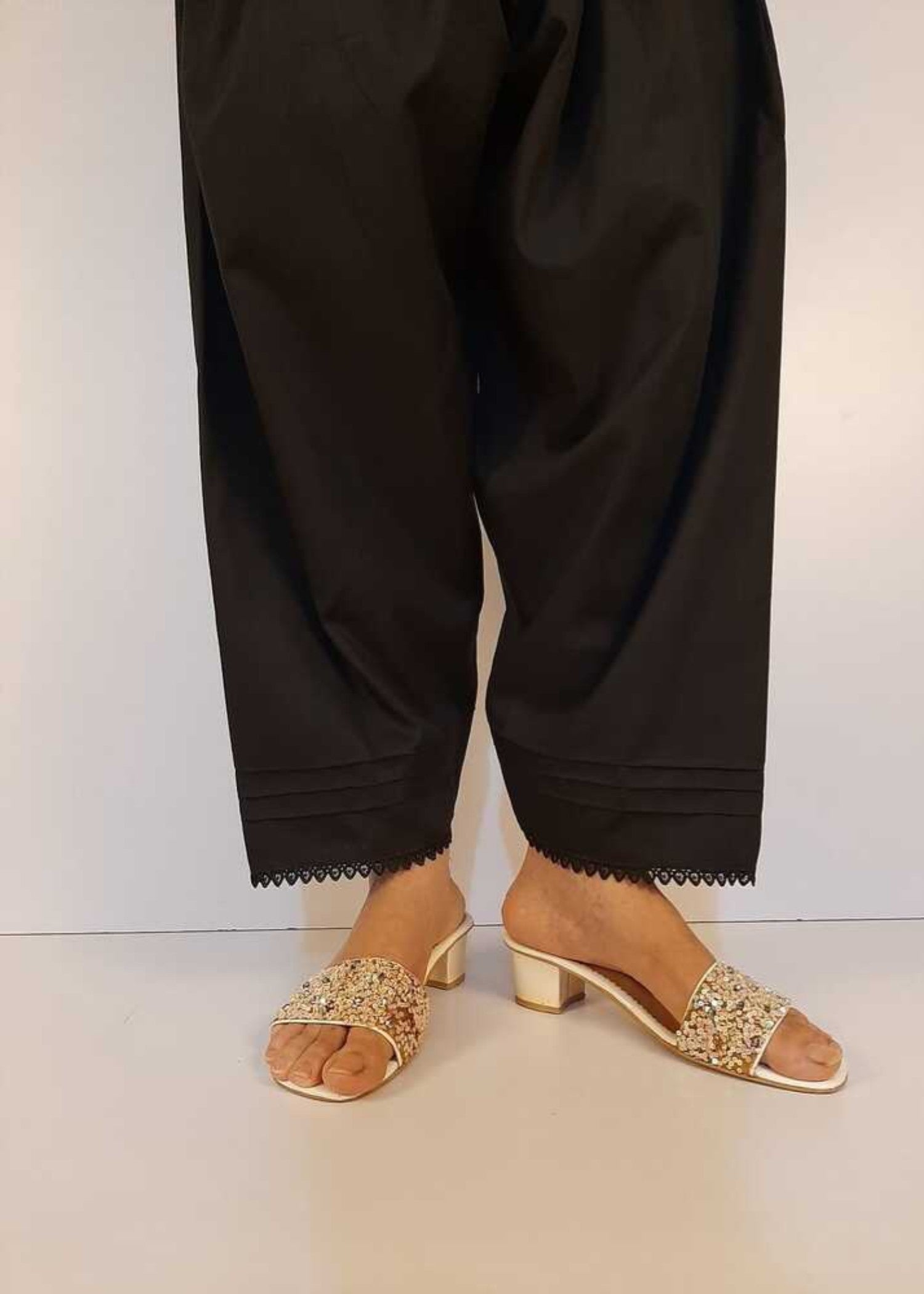 Zardi Cotton Shalwar With Bottom Lace Black ZSL14 Women 1pcs