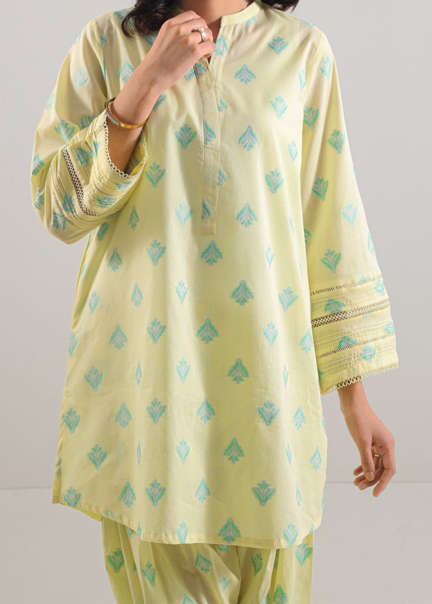 Saya Cotton Jacquard Stitched (Shirt/Trouser) WP2J 897 Women 2pcs