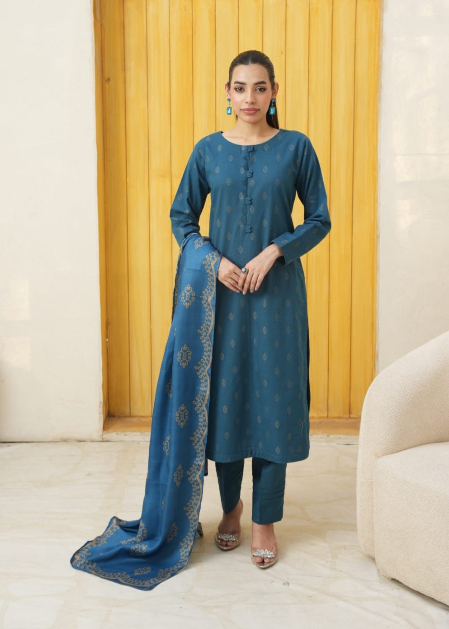 Designer Rack khadar jaccard zink blue Women 3pcs
