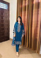 Attirepret Cobalt Blue Ready to Wear Cotton Suit Women 3pcs