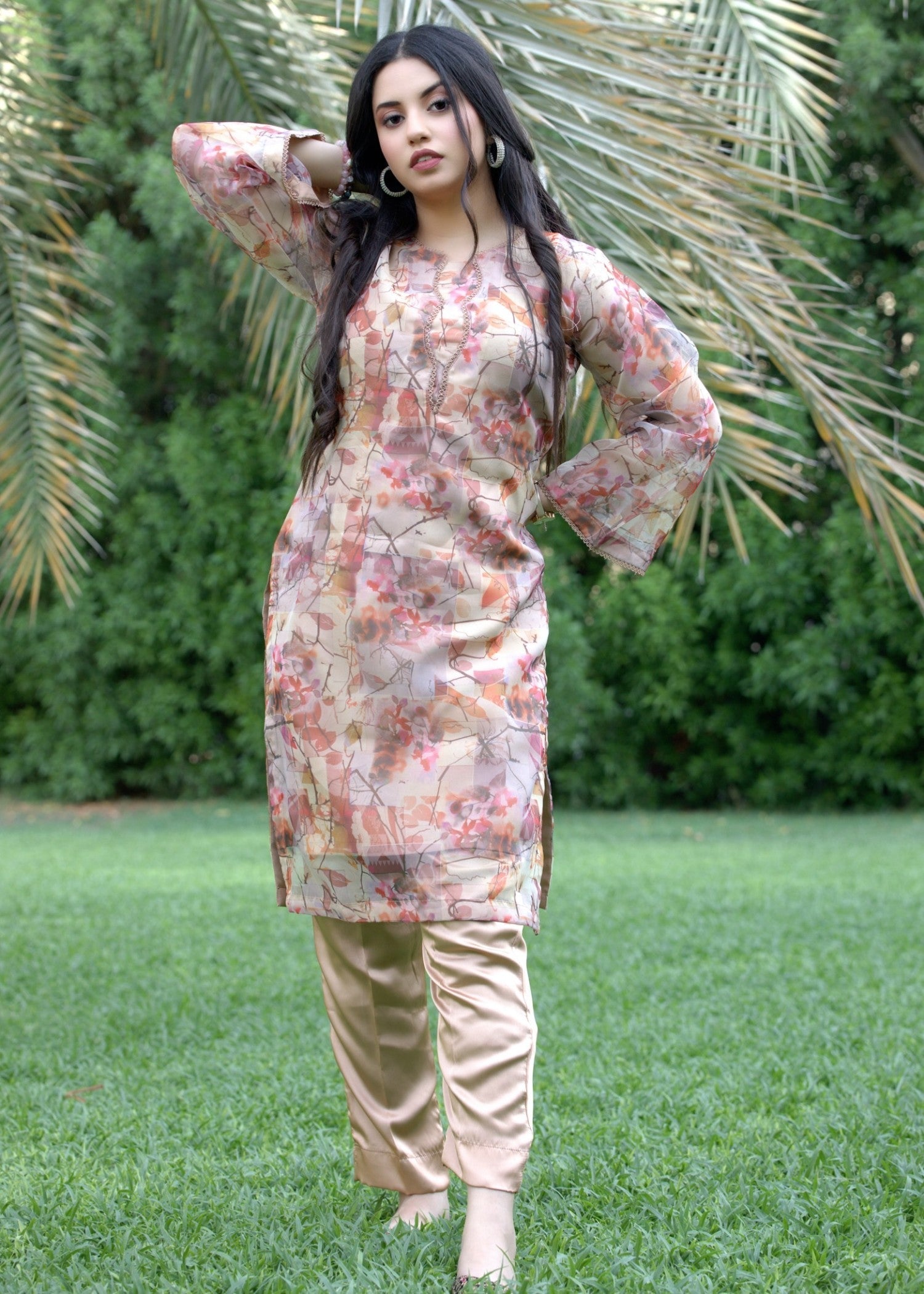 Hayati Collections – Organza Digital Printed _ Brown Women 2pcs