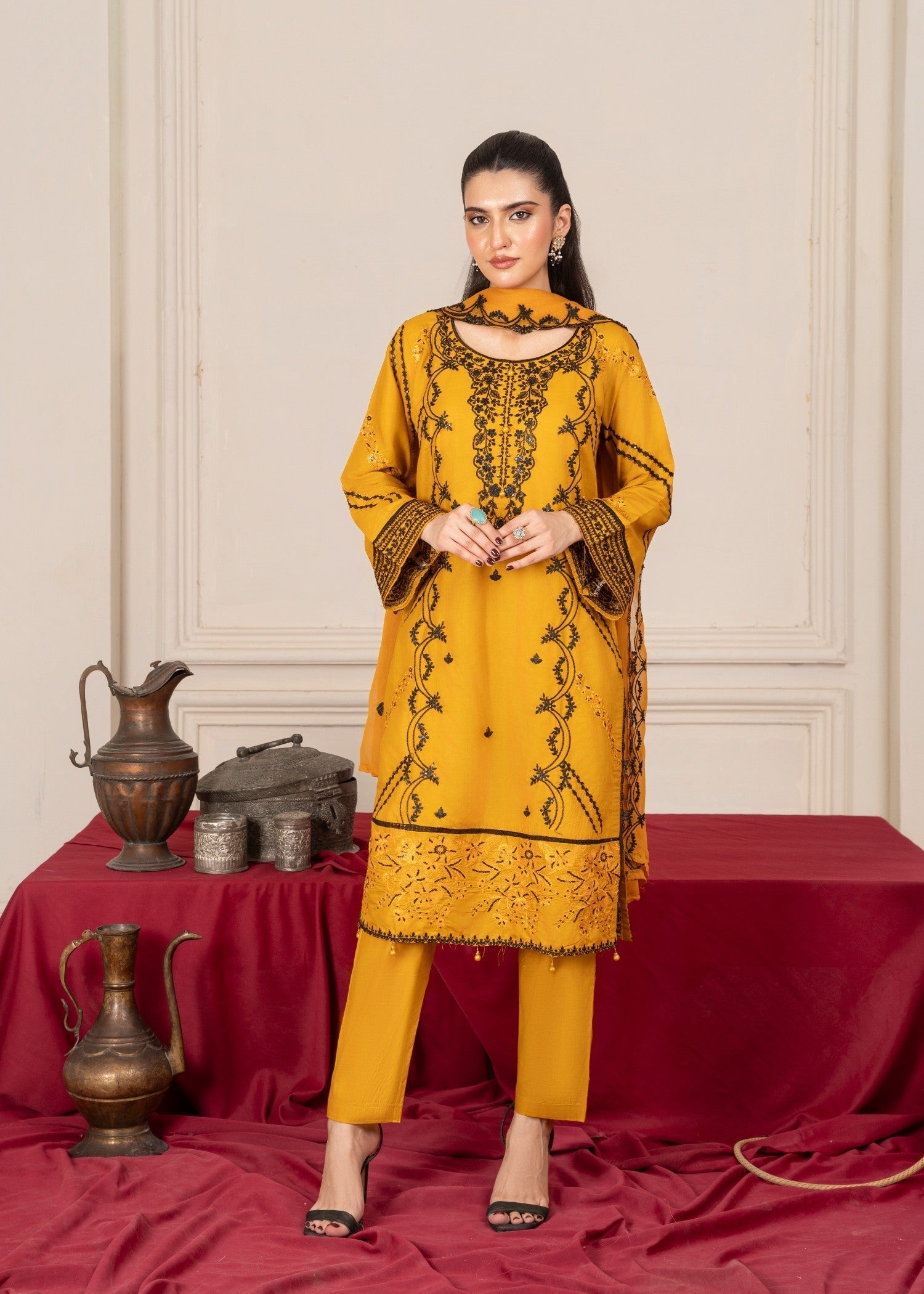 Four Season Boutique ZIRWAH COTTON MUSTARD Women 3pcs
