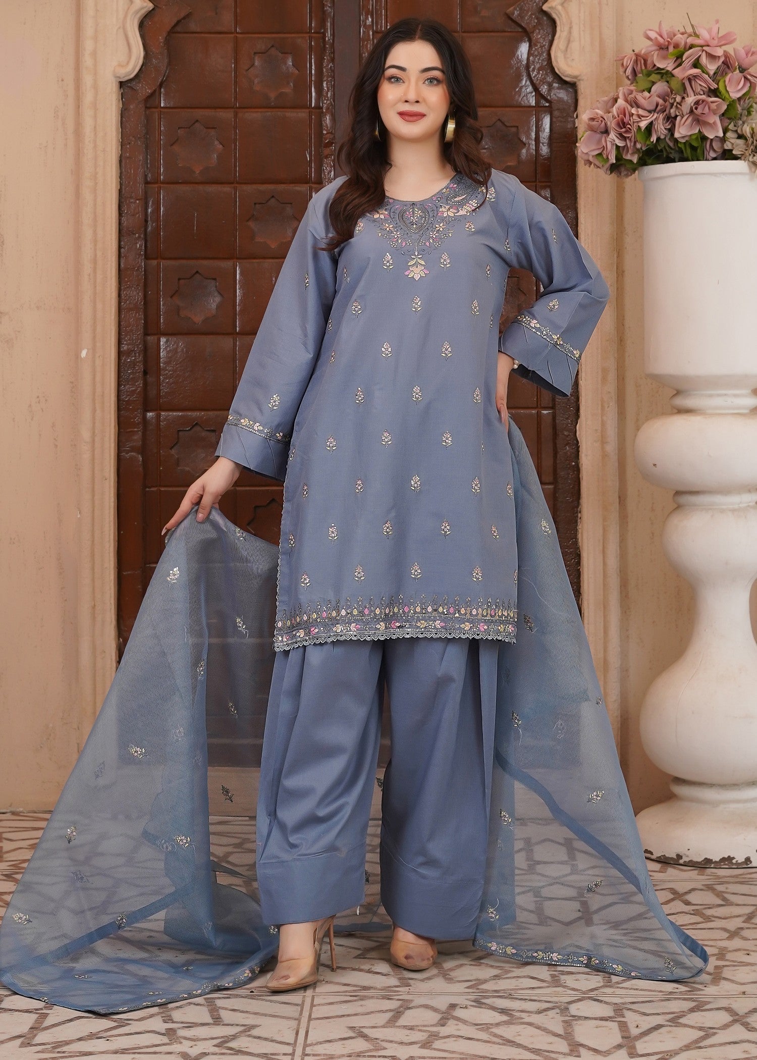 Waniya Awais WAF D15 (Farshi Shalwar) Women 3pcs