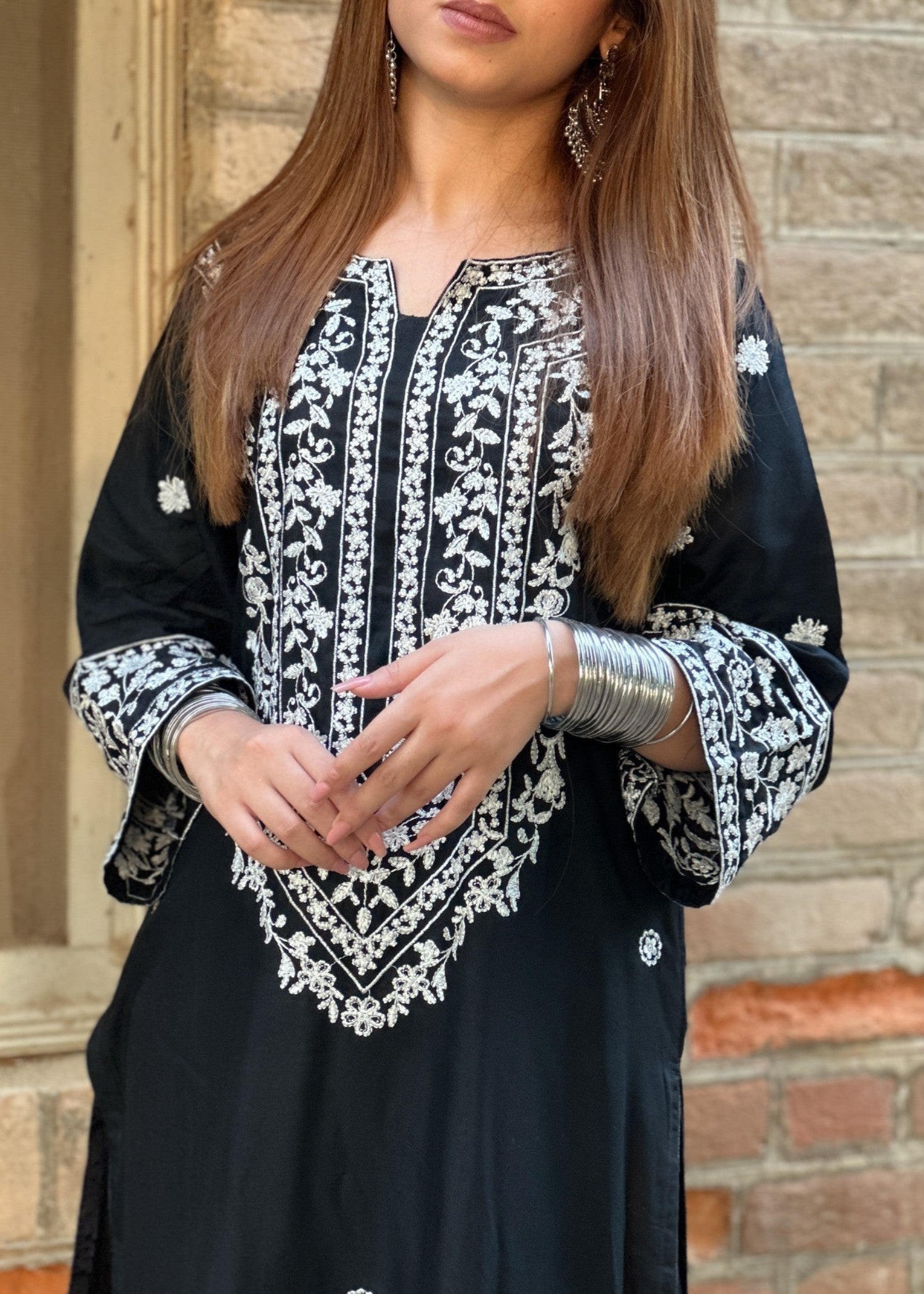Tehzeeb Libas HINA BLACK EMBROIDERED Women 2pcs