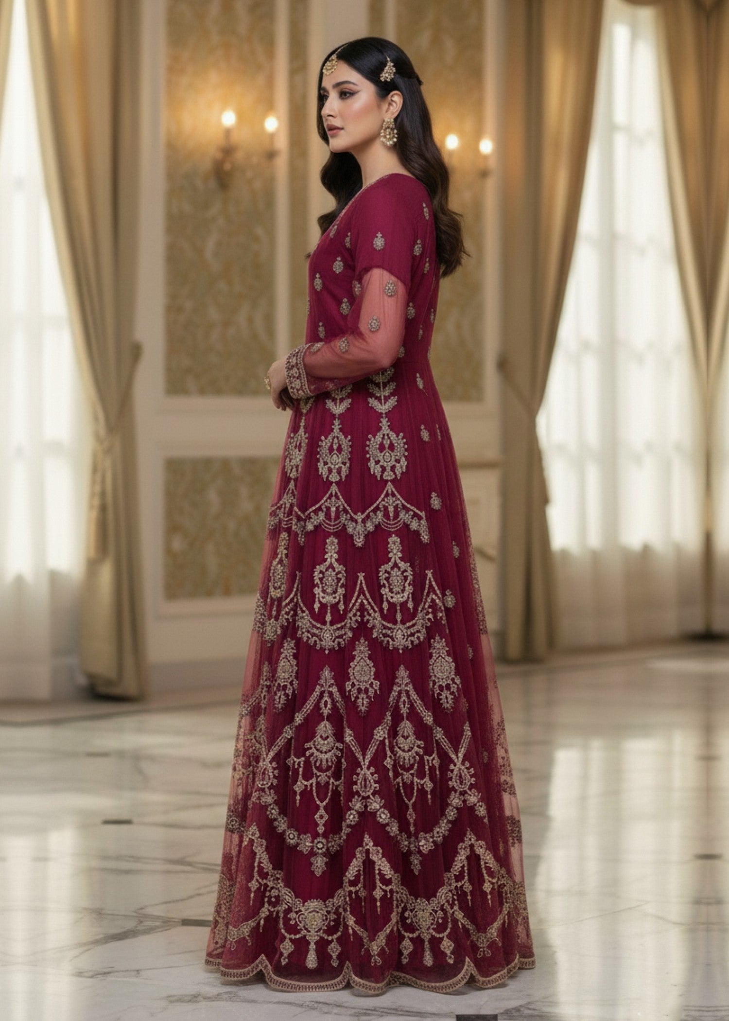 Diara Couture KHUSHBU US 508 BURGUNDY Women 3pcs