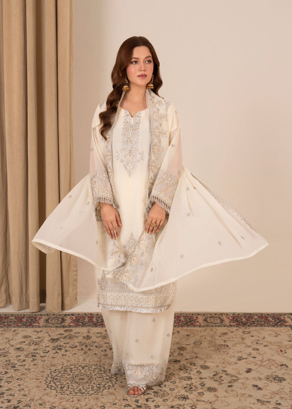 Four Season Boutique MALKA PLAZZO OFF WHITE Women 3pcs