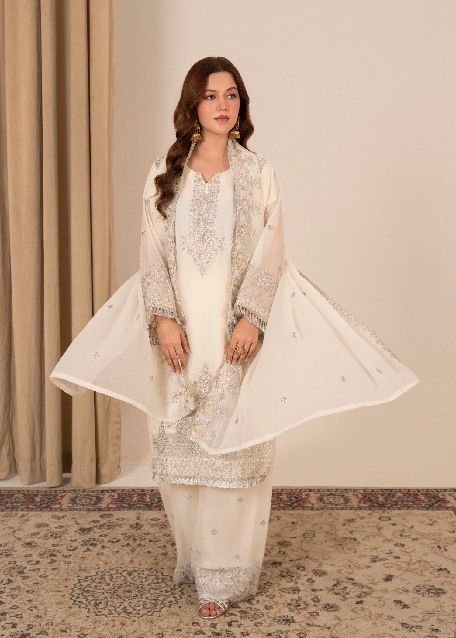 Four Season Boutique MALKA PLAZZO OFF WHITE Women 3pcs