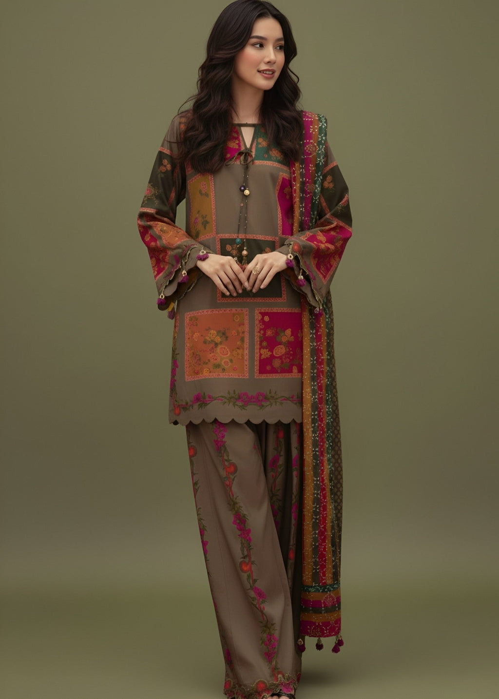 Fabric Garden Zeenat e Khaki Women 3pcs