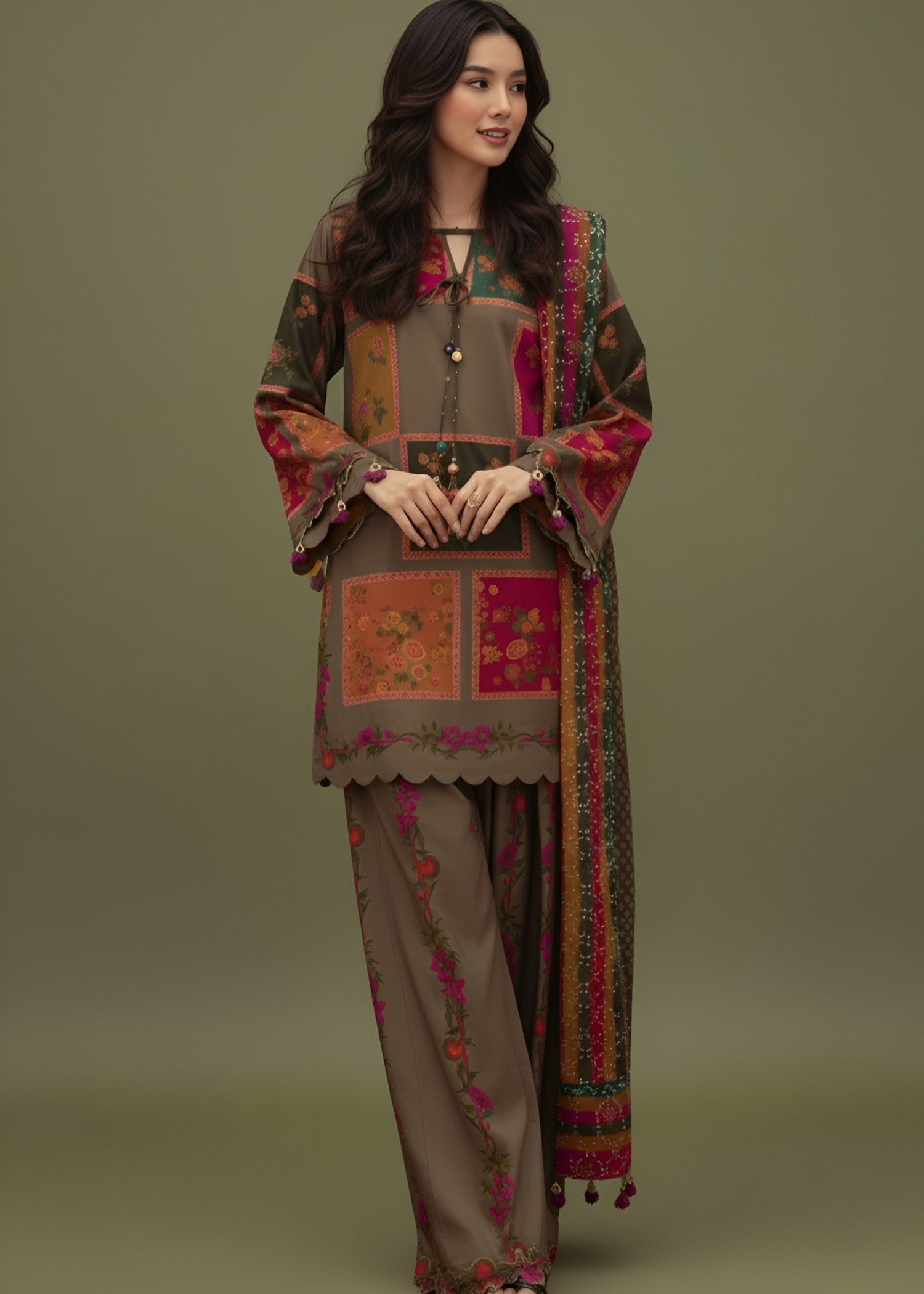 Fabric Garden Zeenat e Khaki Women 3pcs