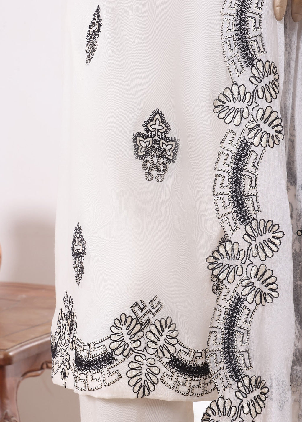 Khombi Centipede BZ 195 Off White Cotton Embroidered Dress Women 3pcs