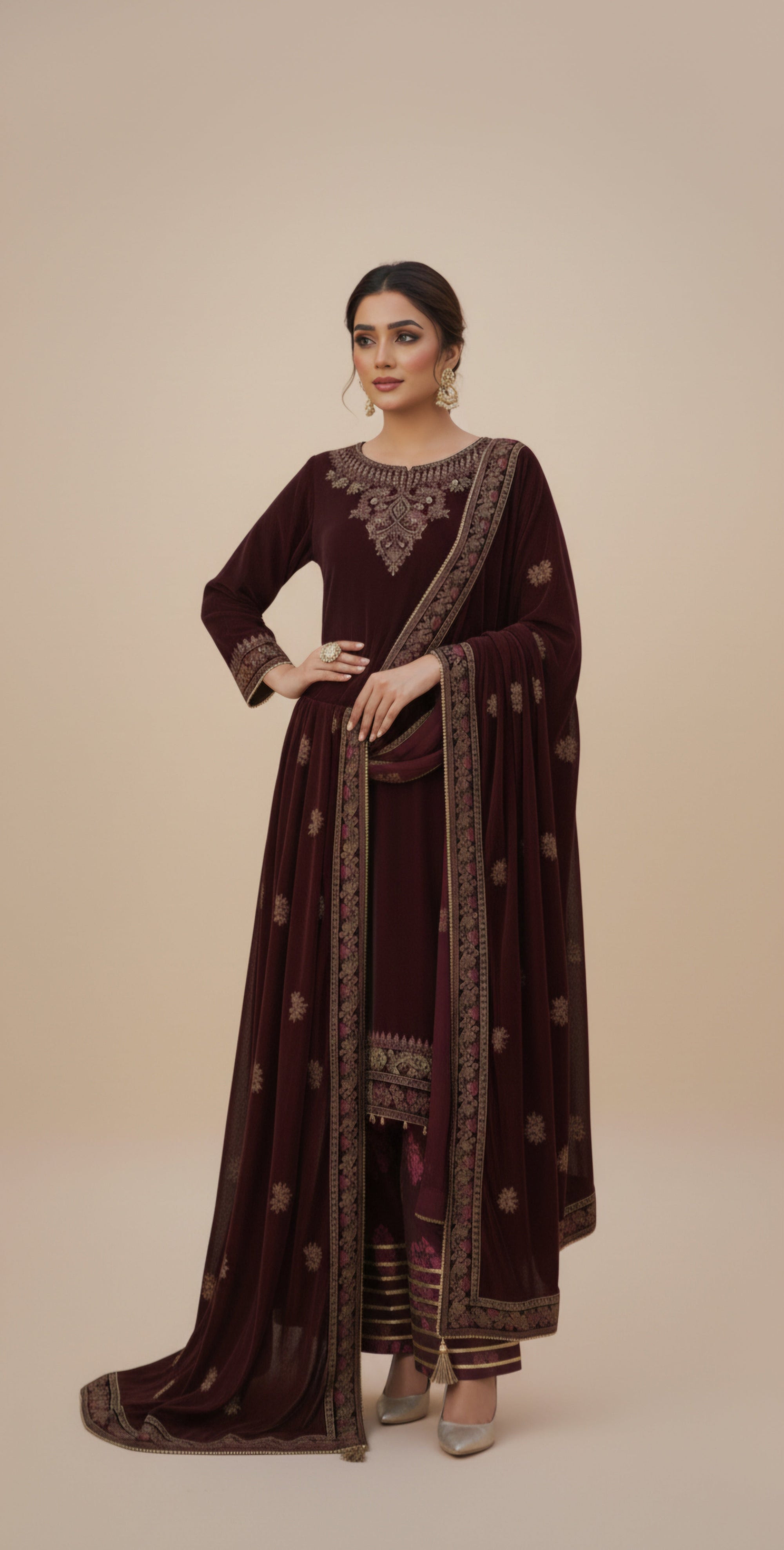 Malhaar MAL VX 137 Maroon Women 3pcs