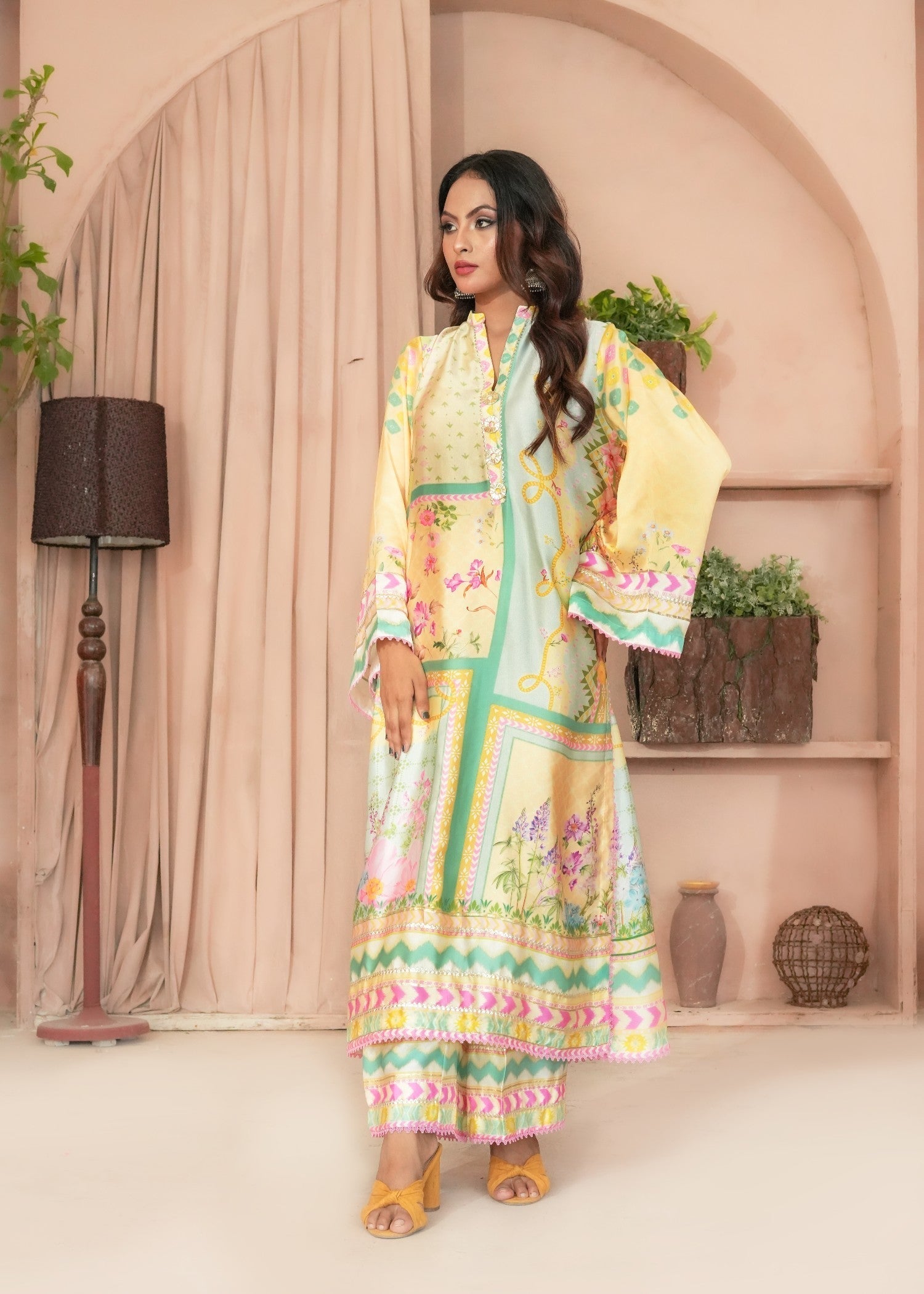 Madiha Gohar Limon Aura | Digital Malai silk Suit Women 2pcs