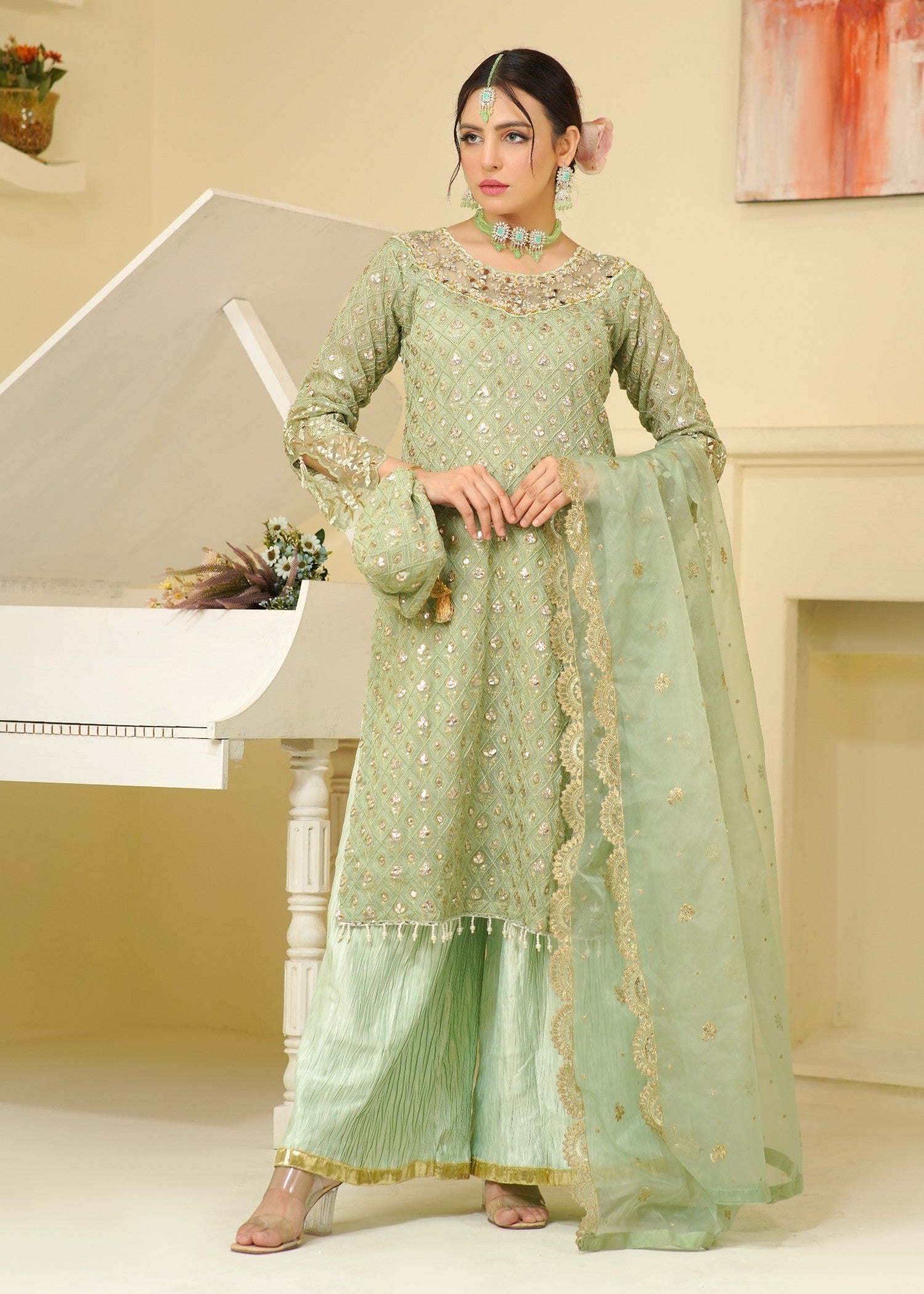 Rangoon Clothing Kubra Pistachio Women 3pcs