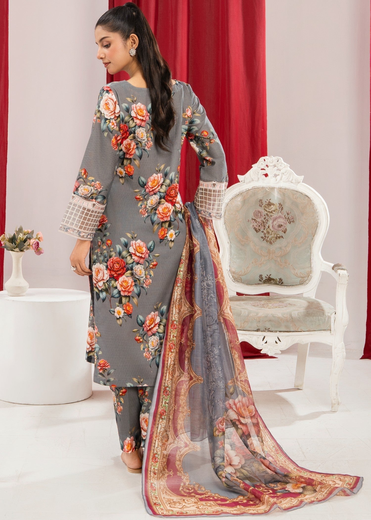 Sahibas By Mirza Daisey Grey Women 3pcs