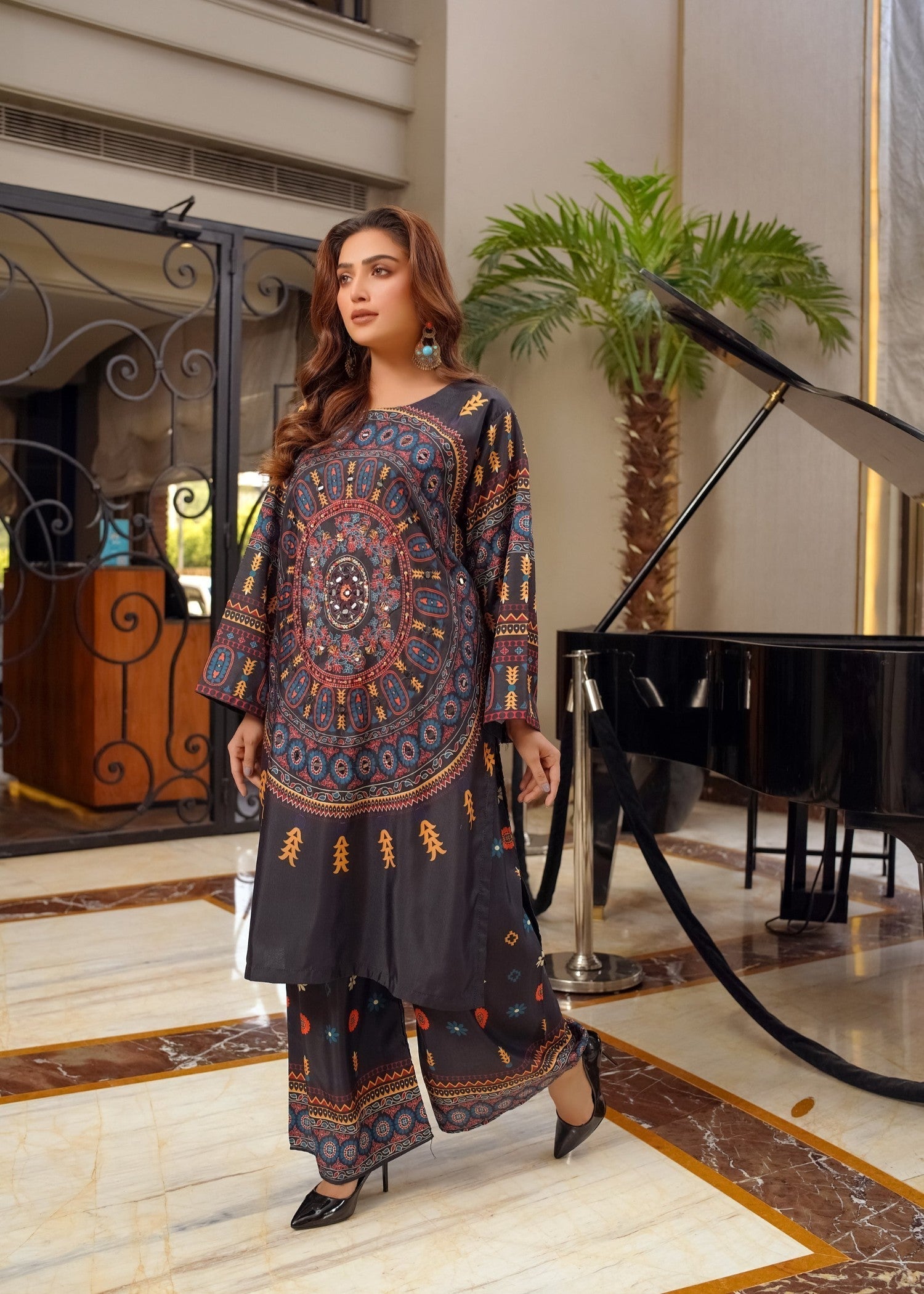 Libas Thread Khaadi Black Digital Women 2pcs