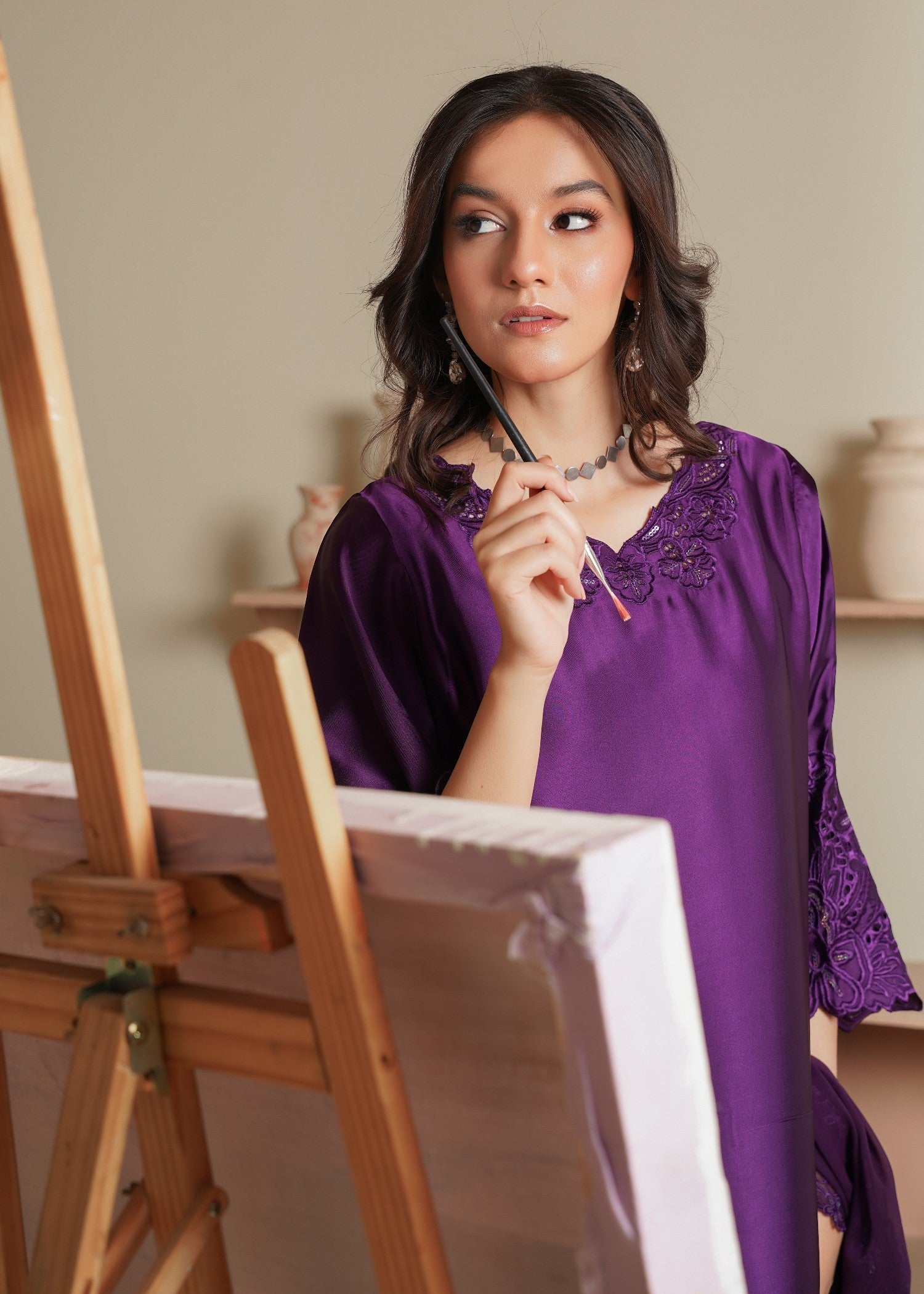 Rangoon Clothing Plum Zar Silken Women 3pcs