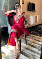 Tehzeeb Libas LAIBA MAROON ELEGANCE EMBROIDERED Women 2pcs