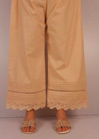 Zardi Laces Embellished Cotton Palazzo Beige PT15 Women 1pcs
