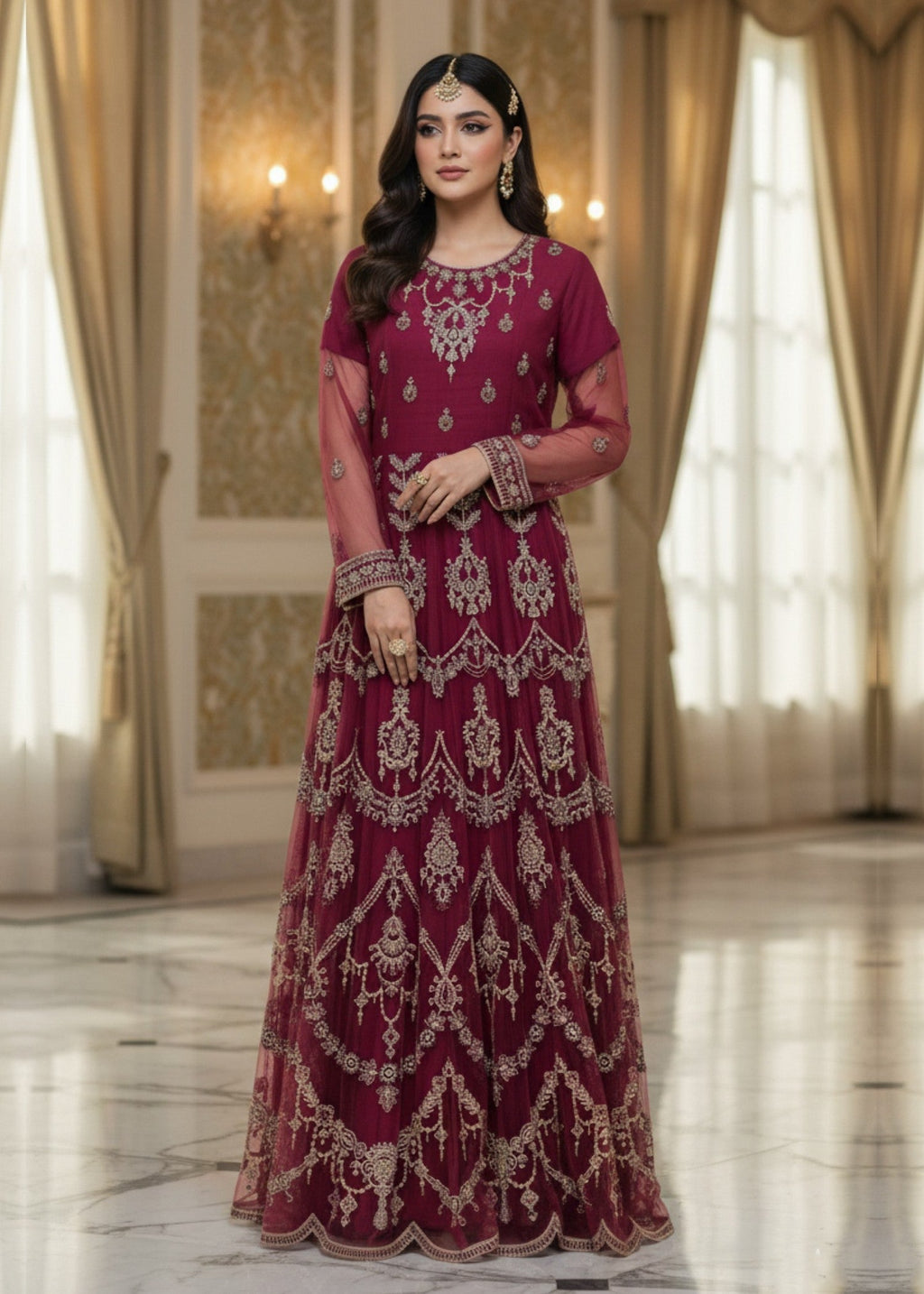 Diara Couture KHUSHBU US 508 BURGUNDY Women 3pcs